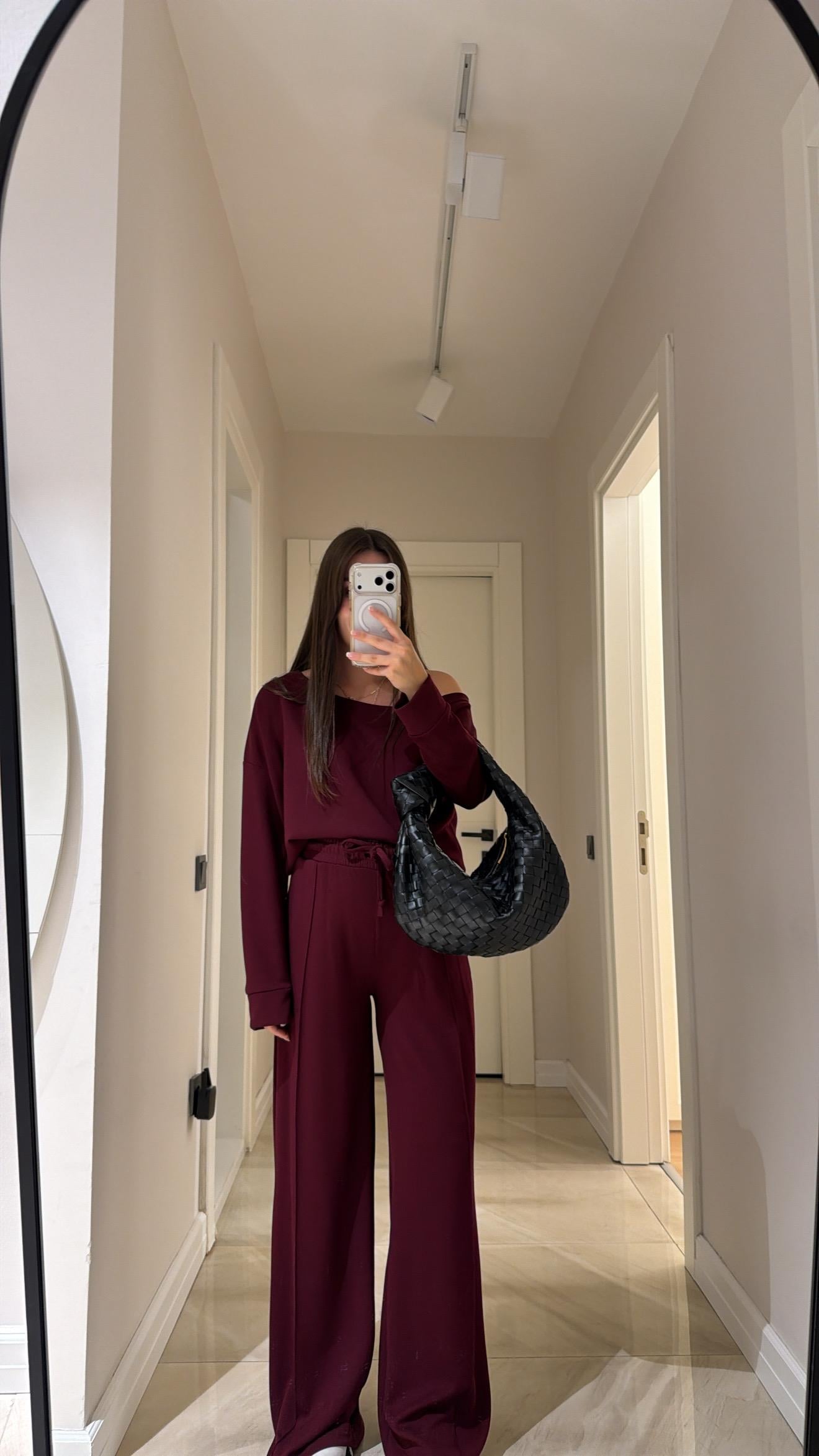 Bordo Kayık Yaka Modal Takım