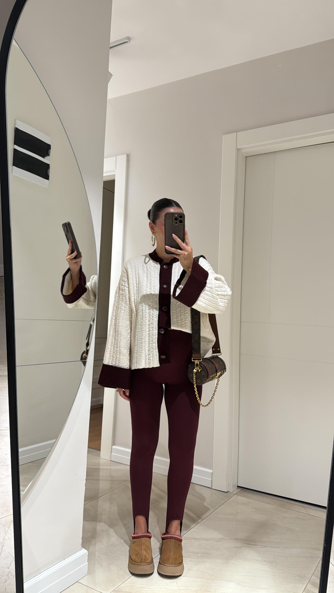 Bordo Topuk Lastikli Tayt