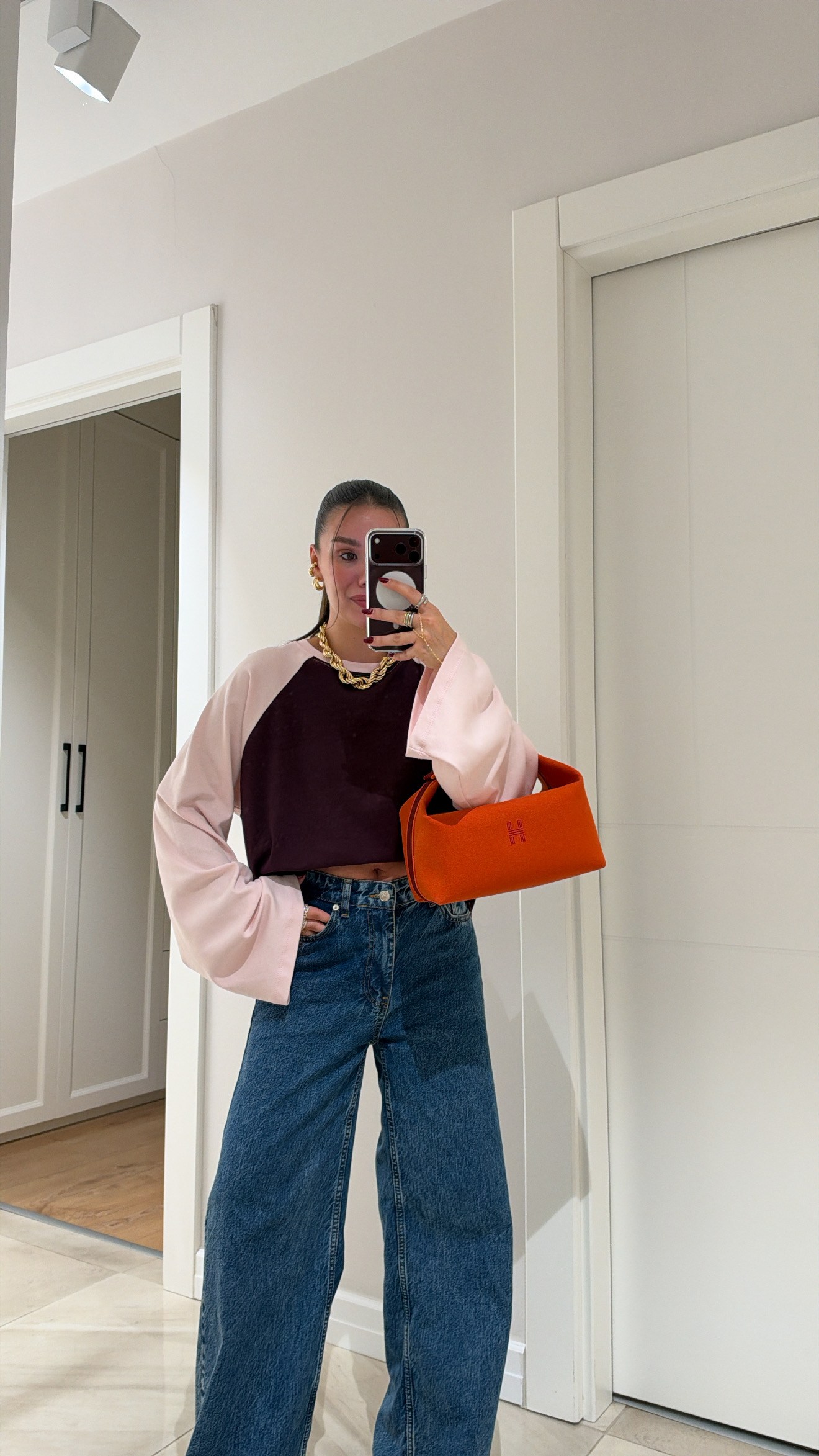 Mürdüm Pembe Geniş Kol Detaylı Bluz