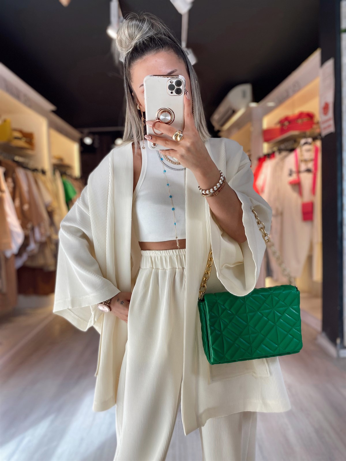 Ekru Fitili Kimono