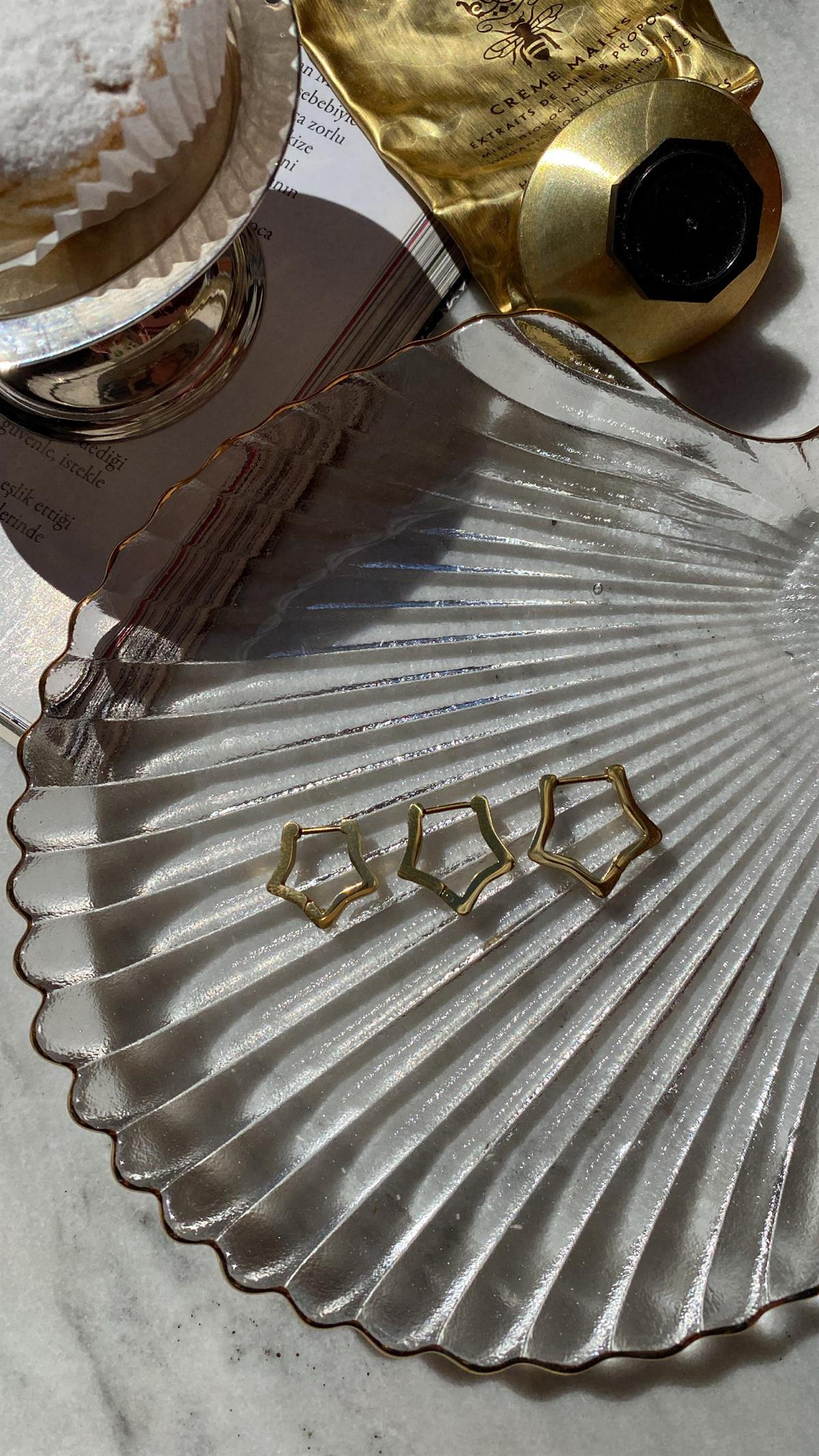 Gold 3lü Yıldız Küpe