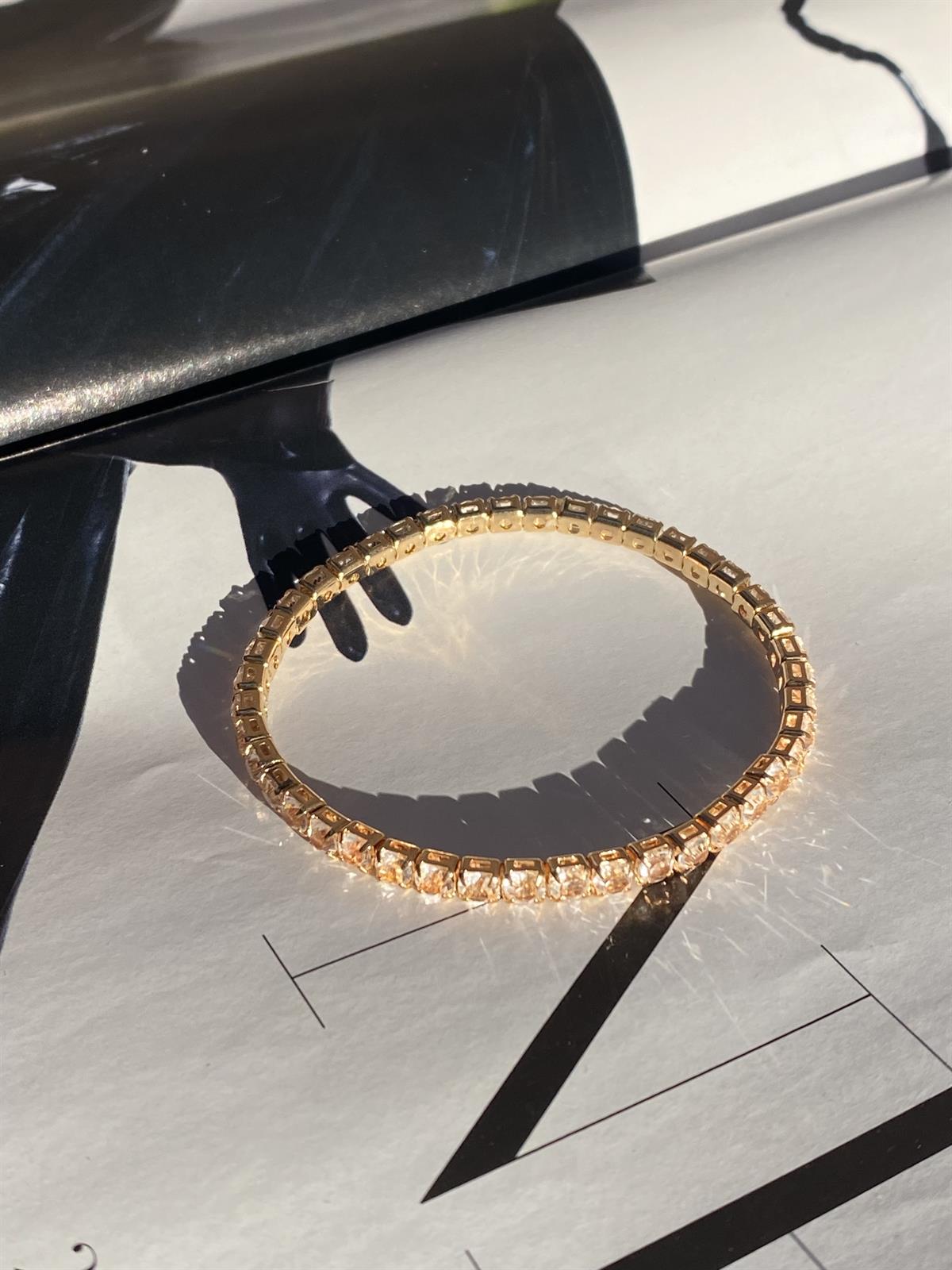 Gold Lastikli Su Yolu Çelik Bileklik 