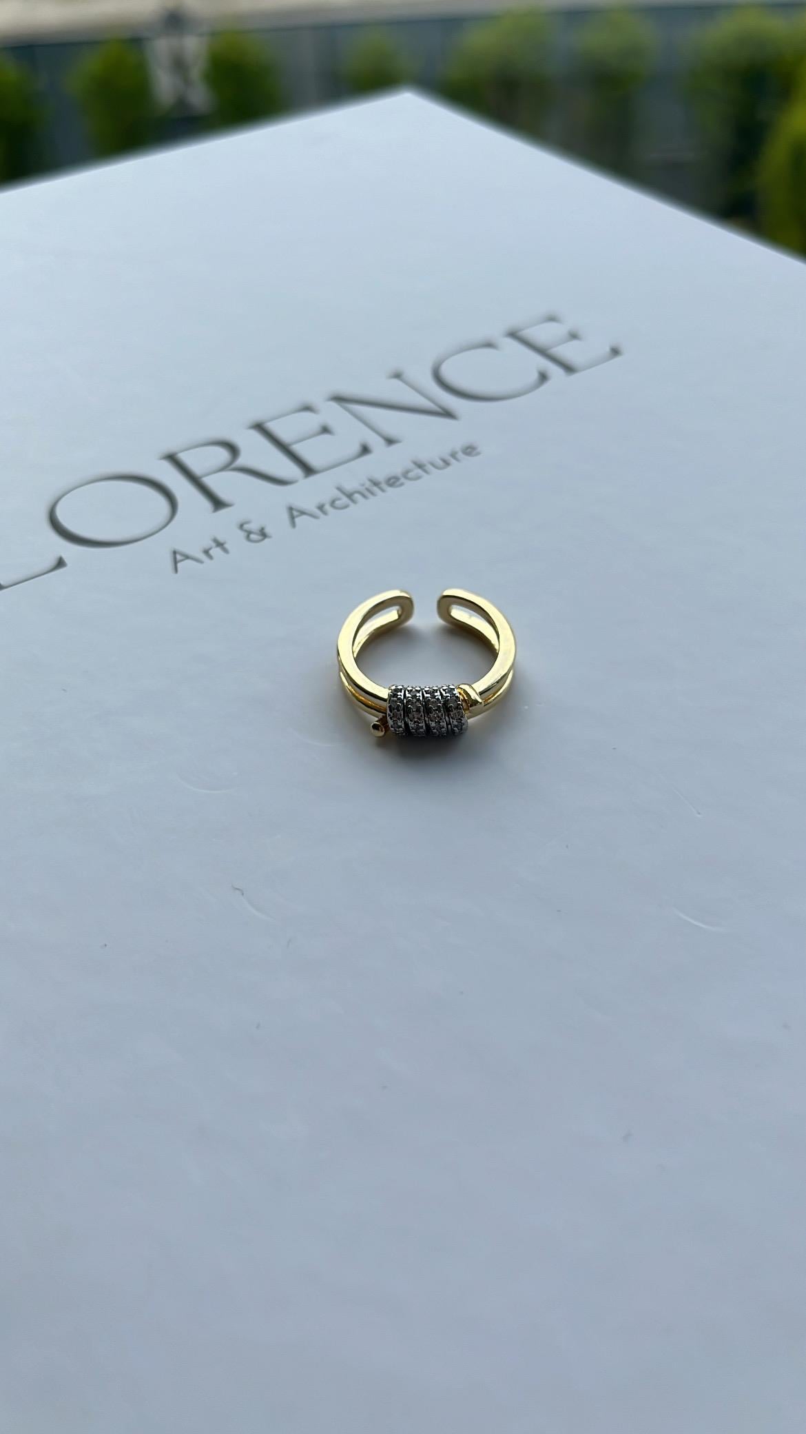 Gold Silver Burgu Detaylı Ayarlanabilir Yüzük