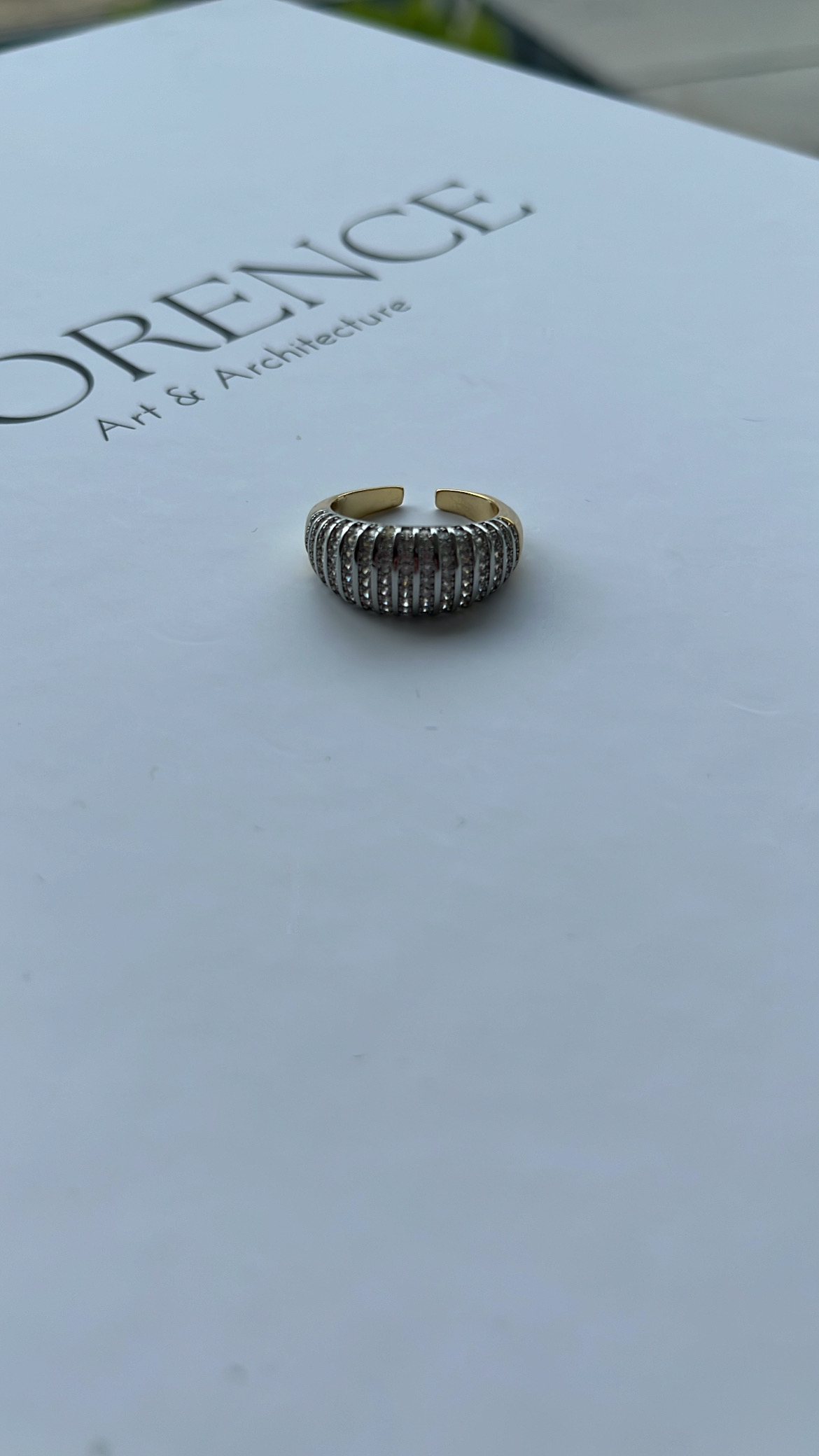 Gold Silver Zirkon Taşlı Ayarlanabilir Yüzük