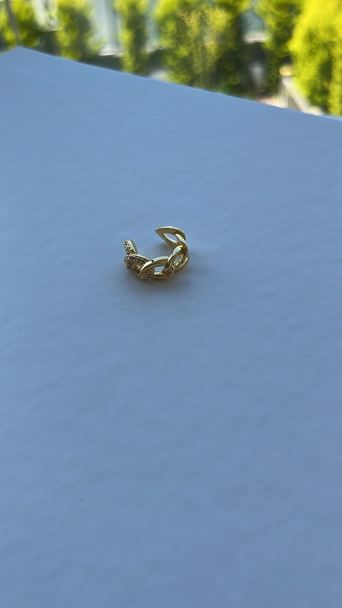 Gold Zincir Model Taşlı Earcuff Kıkırdak Küpe
