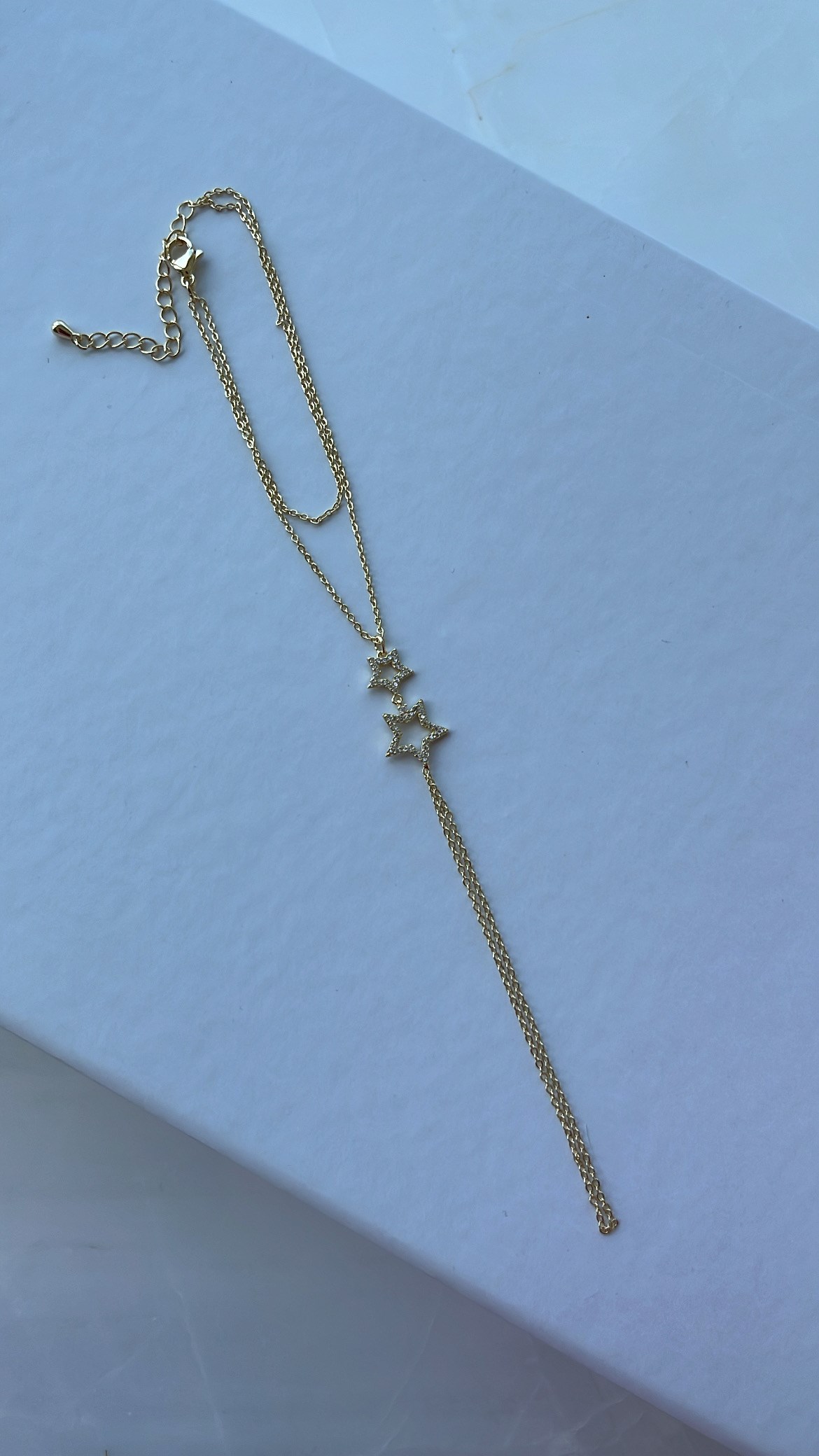 Gold Zirkon Taşlı İkili Yıldızlı Şahmeran
