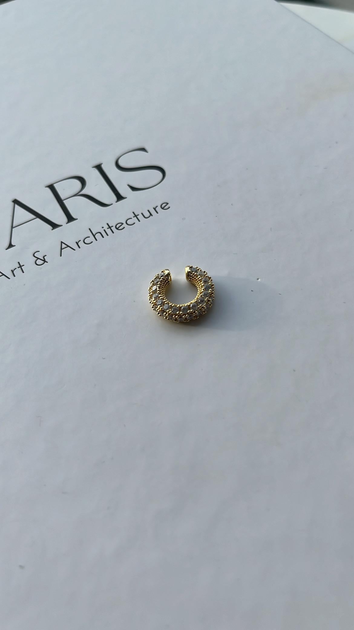 Gold Zirkon Taşlı İnce Kıkırdak Küpe