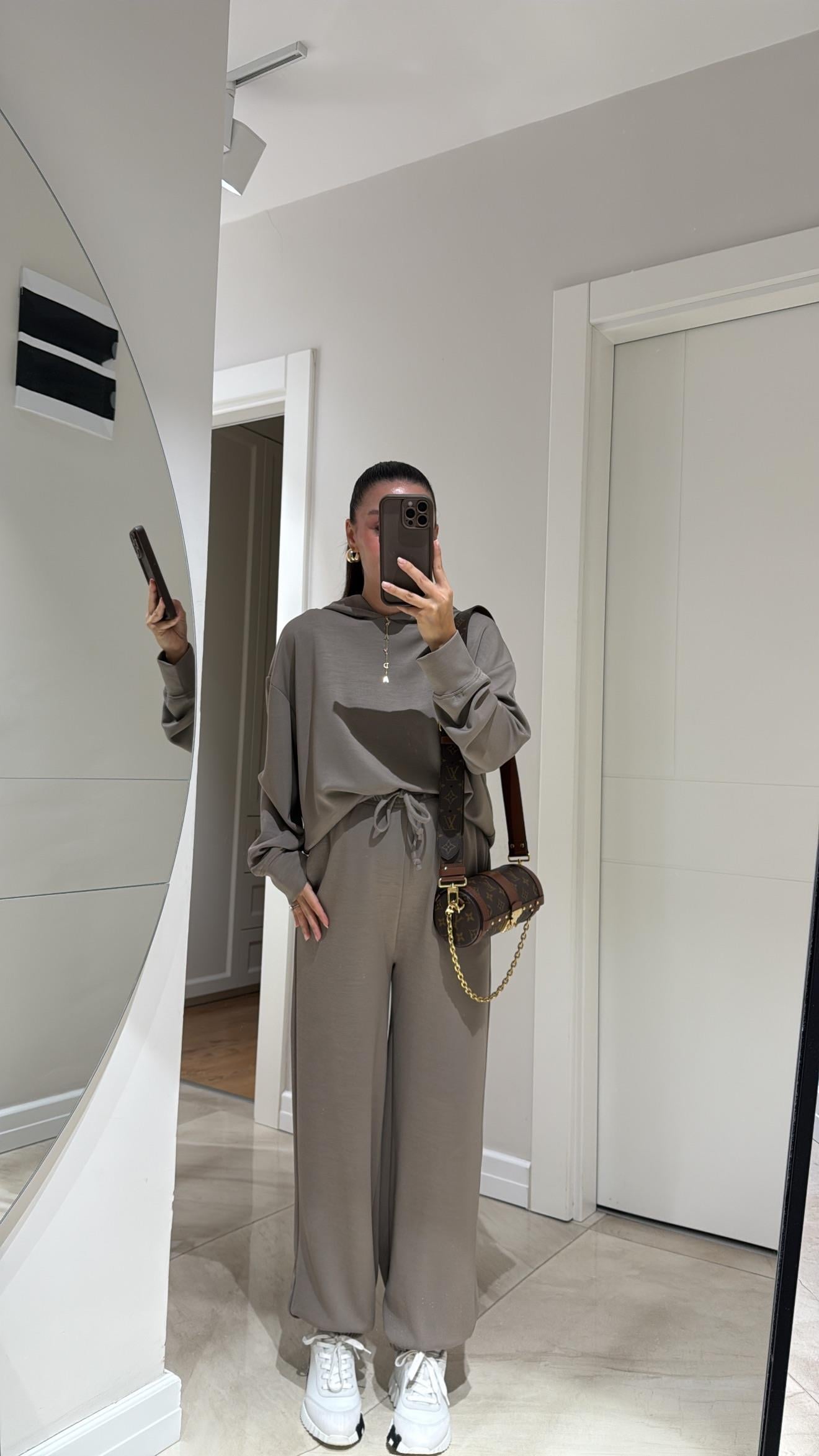 Haki Kapüşonlu Modal Sweat Pantolon Takım 