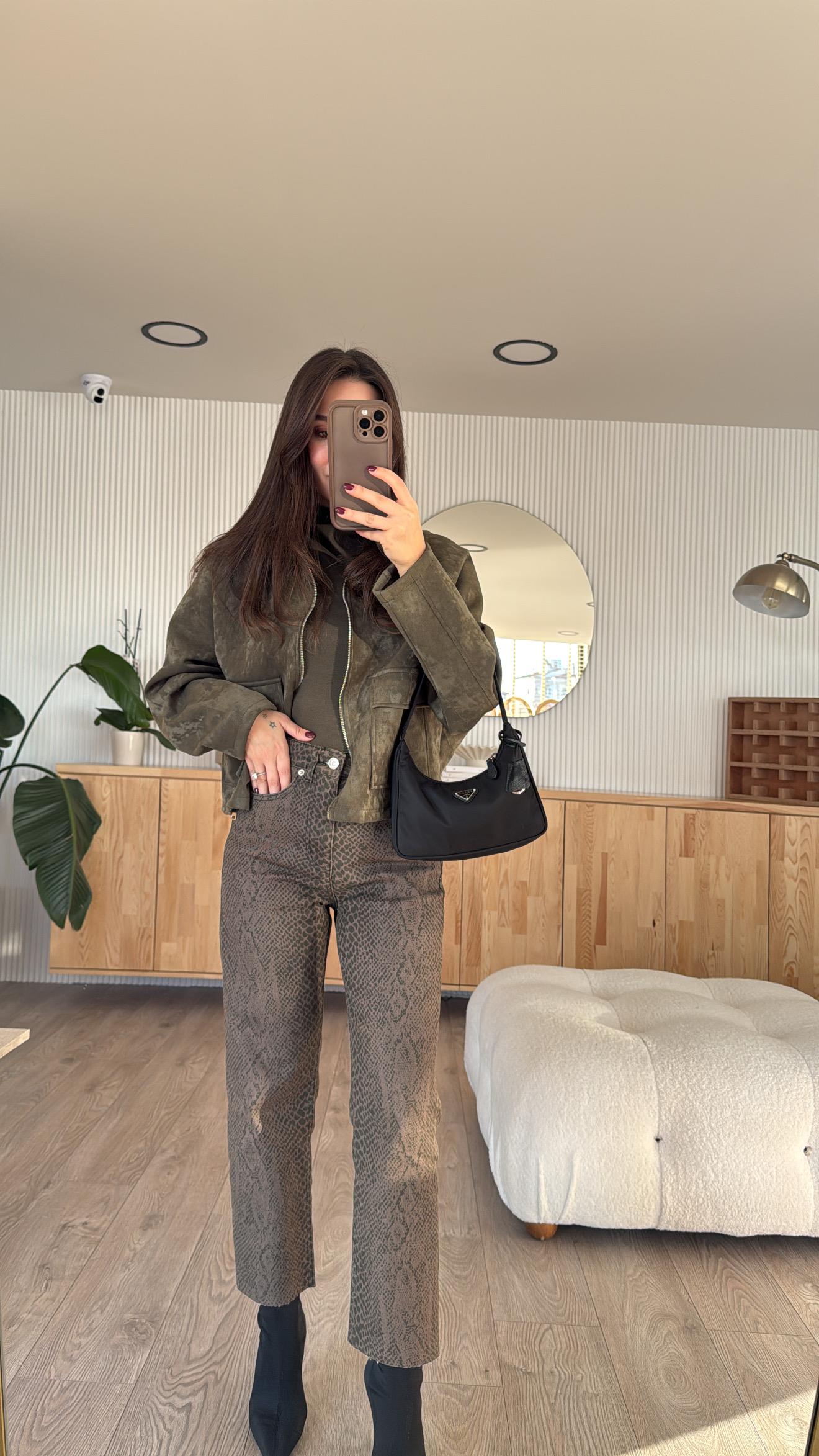 Haki Yılan Desen Bilek Boy Marka Model Jean 