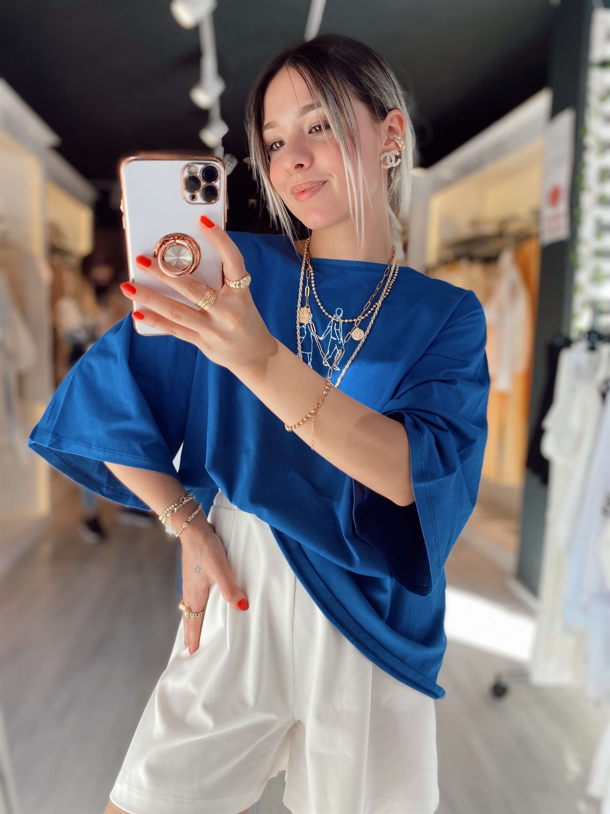 İndigo İnsan Figürlü Tshirt