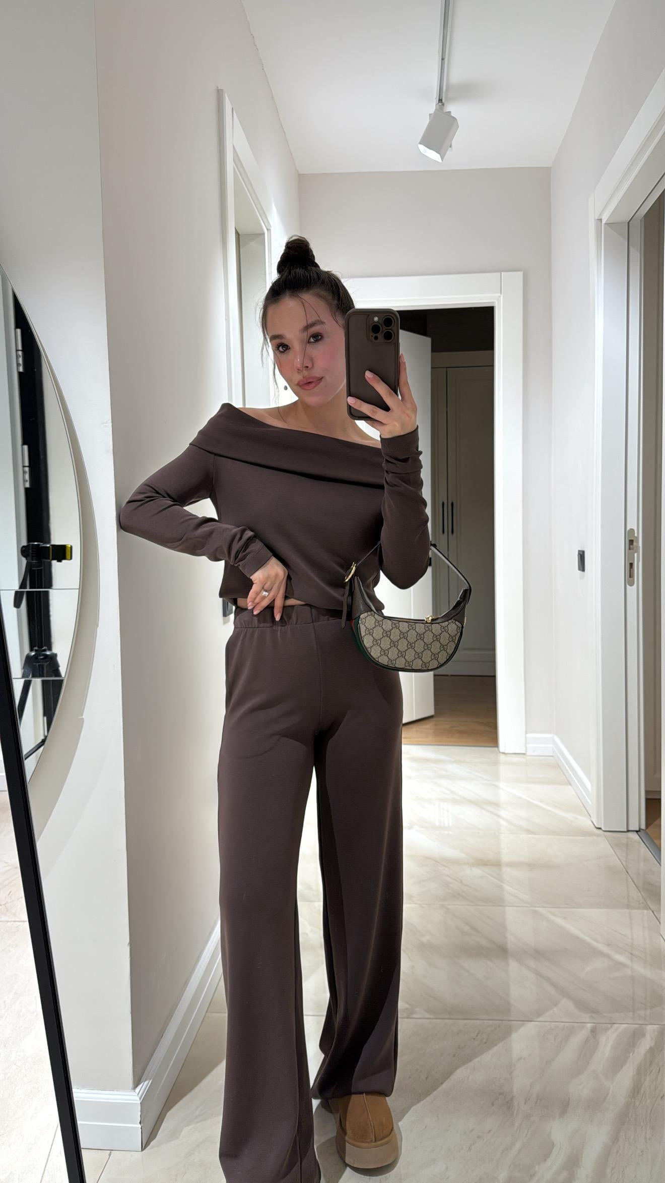 Kahve Madonna Yaka Modal Takım