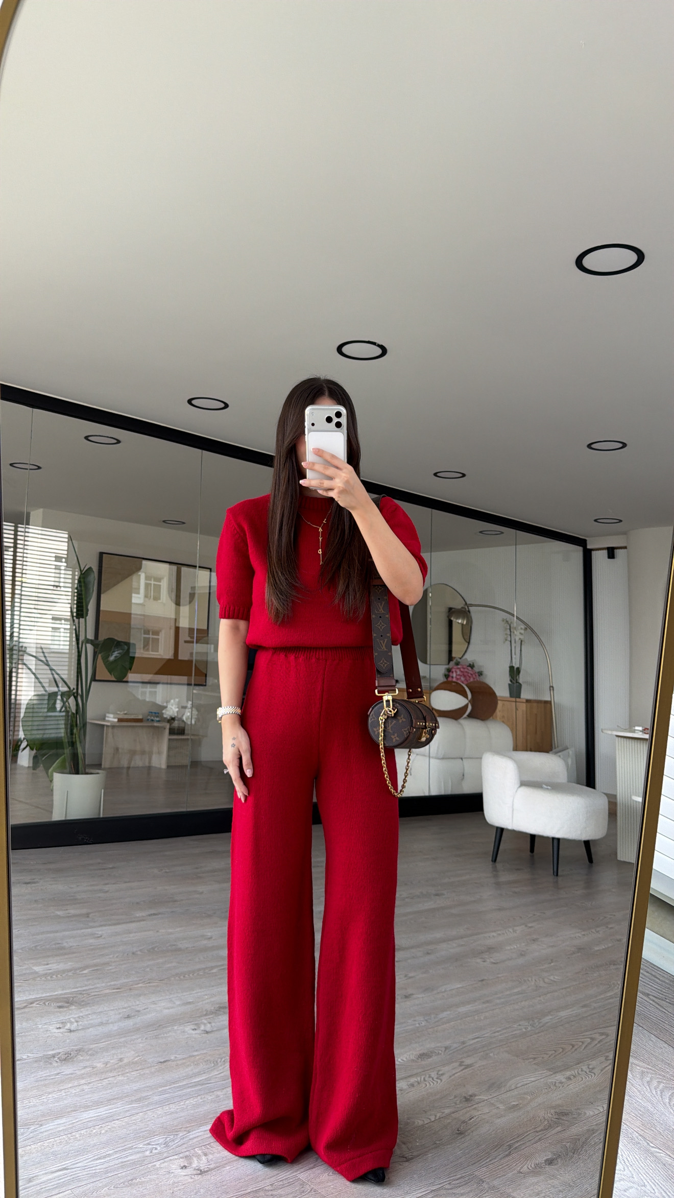Kırmızı Bisiklet Yaka Kısa Kol Marka Model Triko Takım