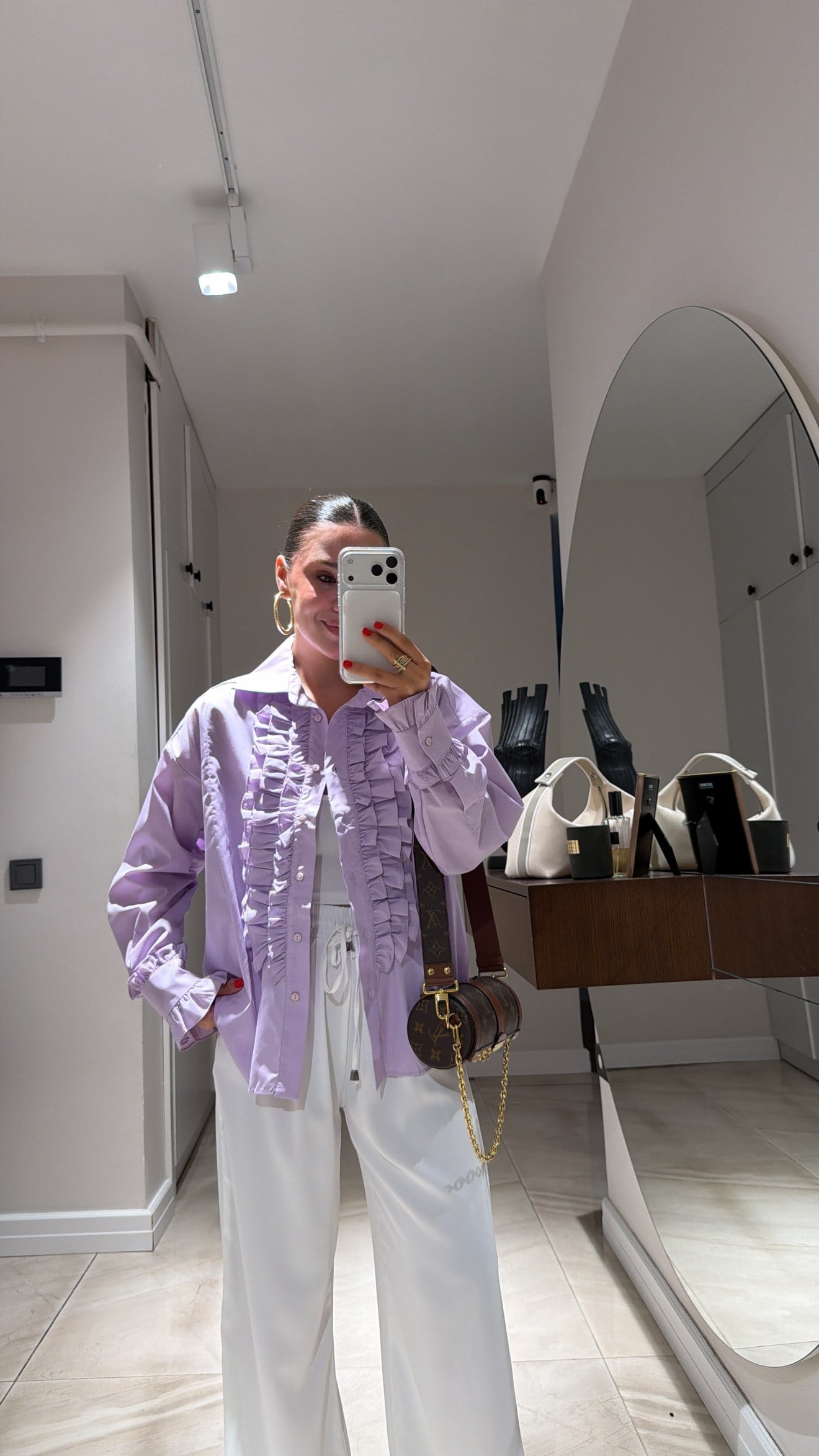 Lila Önü Fırfırlı Limited Edition Ravi Gömlek