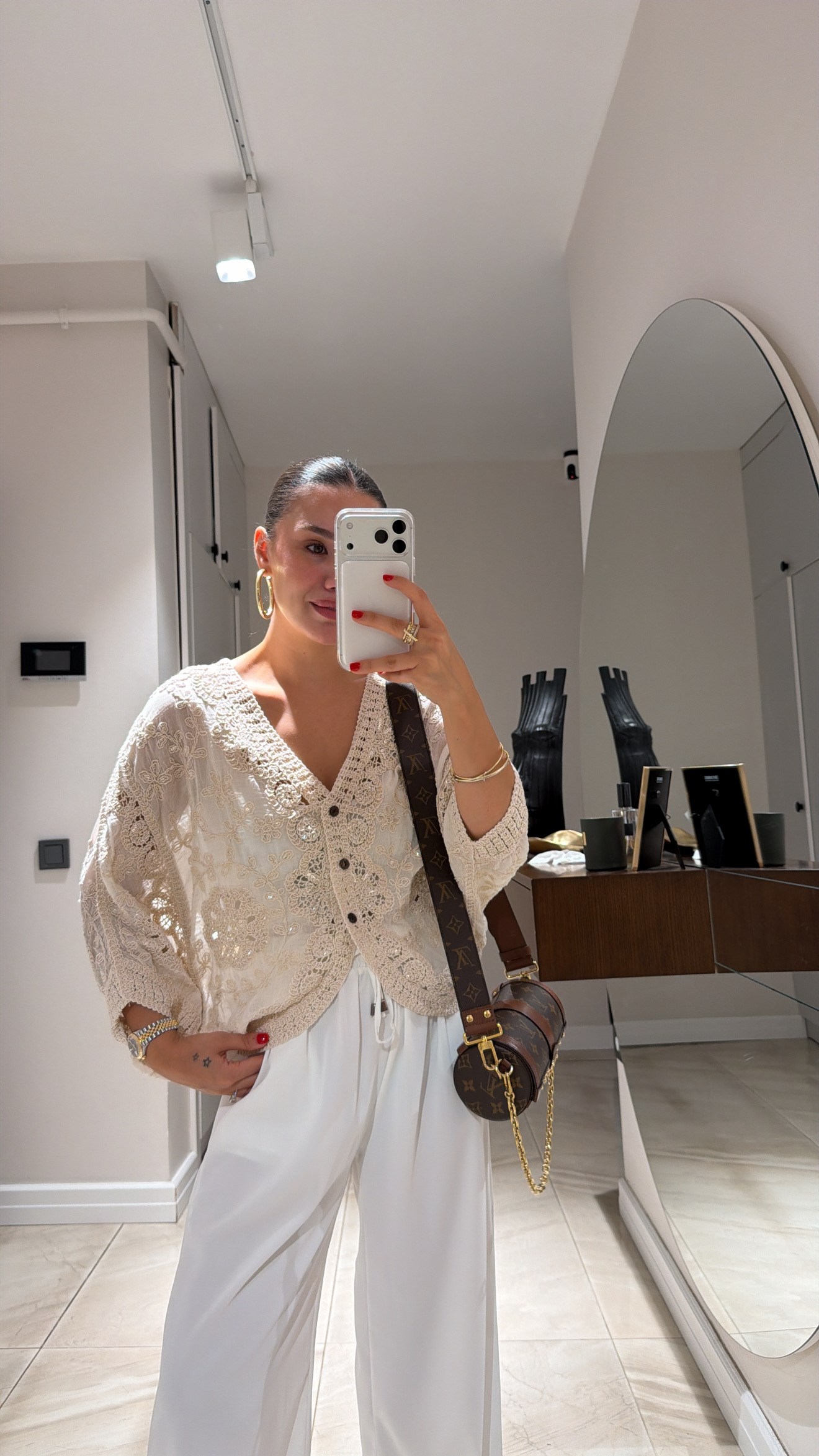 Naturel İşleme Detaylı Pullu Kimono