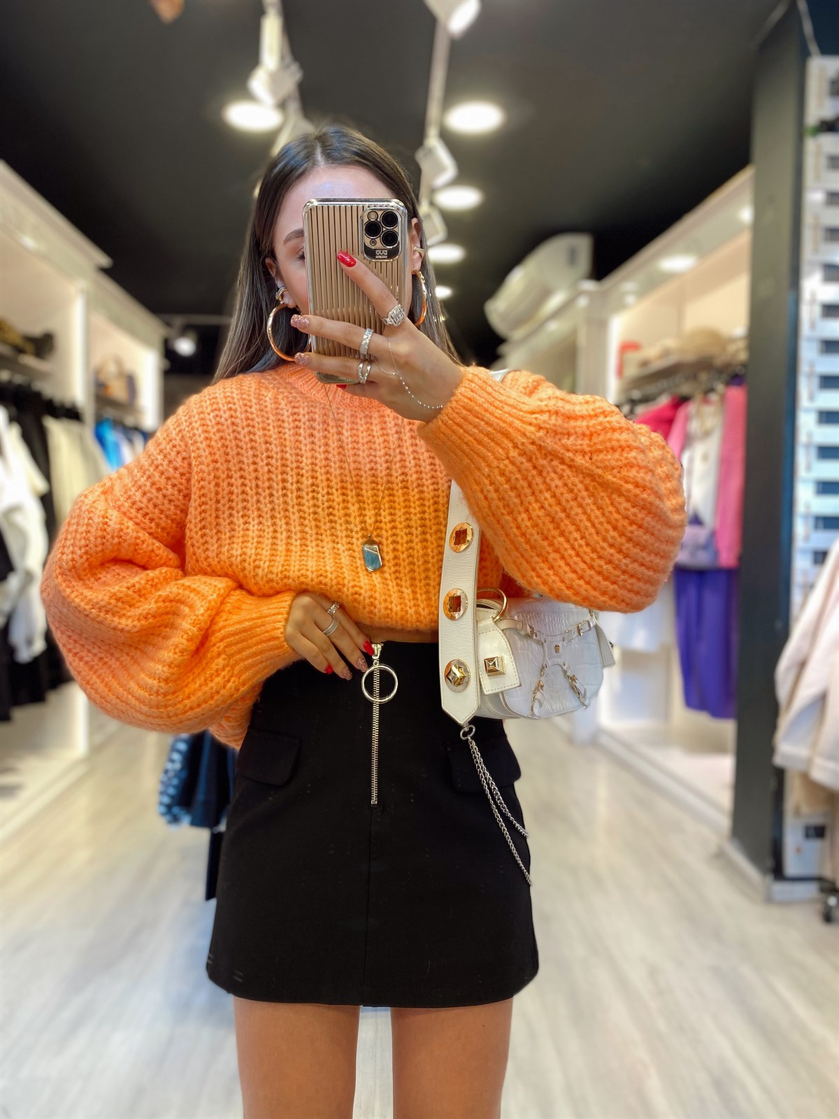 Orange Bisiklet Yaka Kazak 