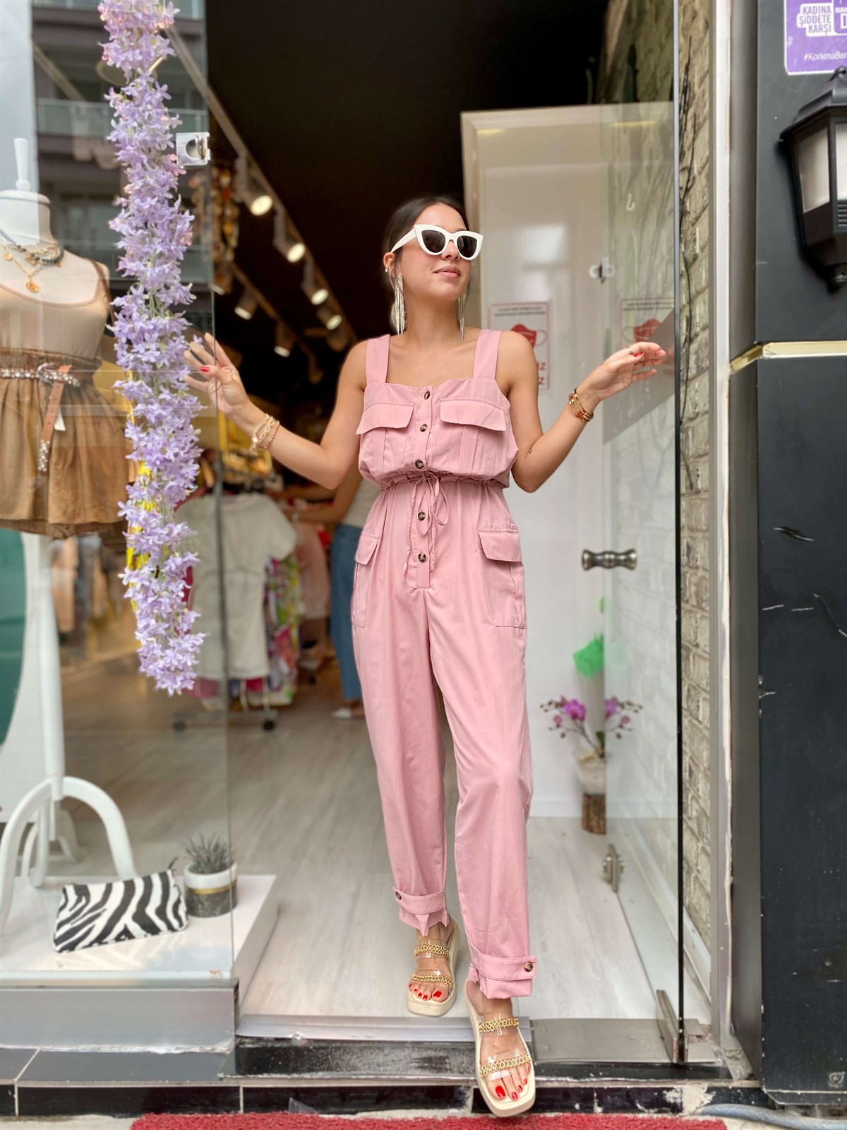 Pembe Askılı Tulum