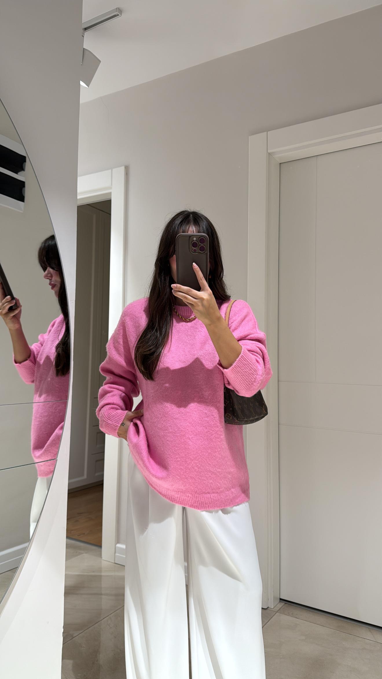 Pembe Bisiklet Yaka Marka Model Sakallı Kazak