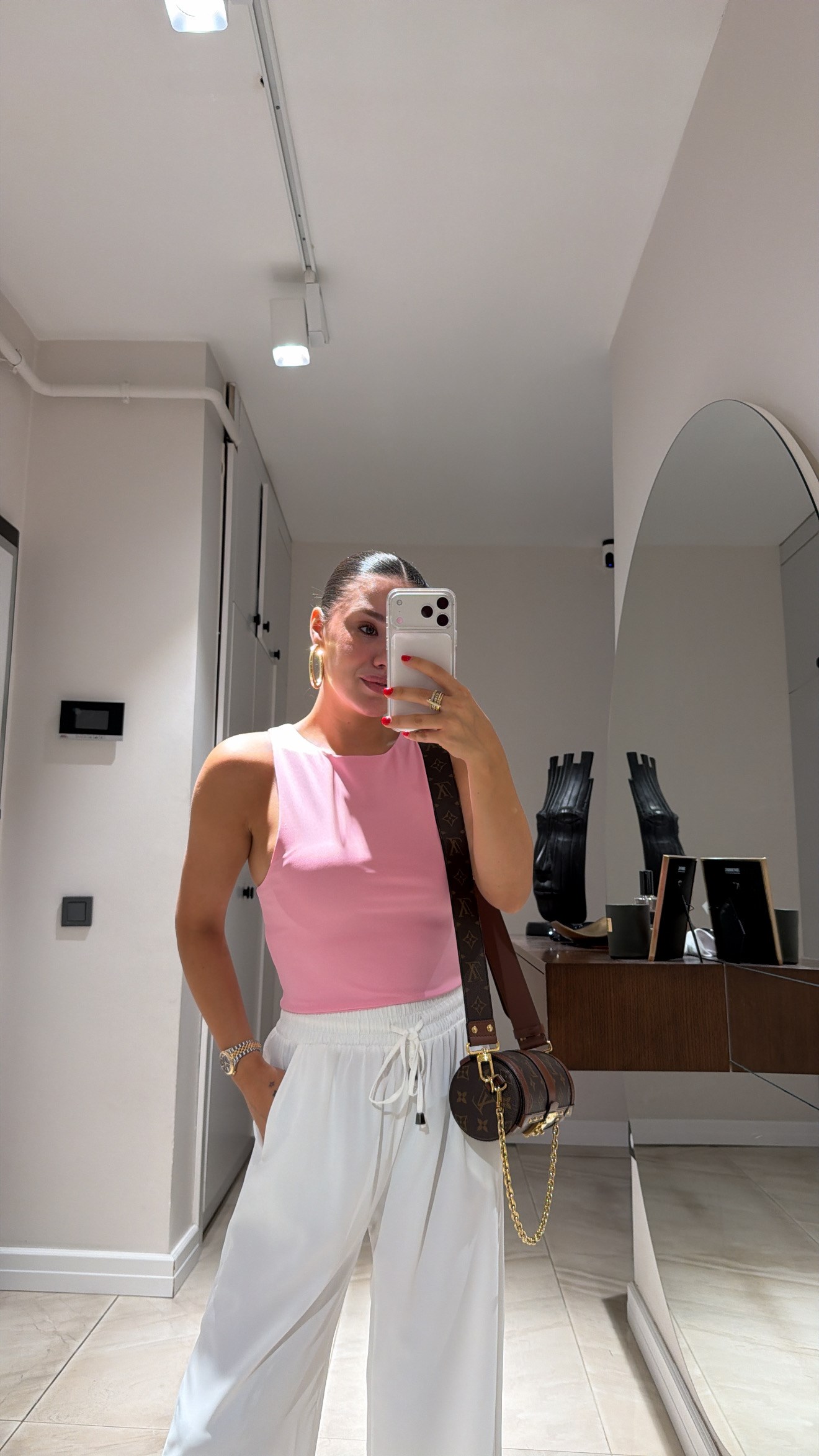 Pembe Halter Yaka Crop Bluz 