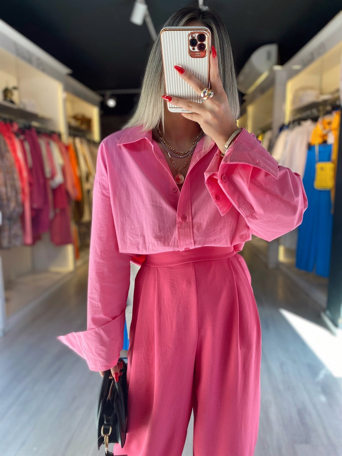 Şeker Pembe Orijinal Marka Model Oversize Gomlek 