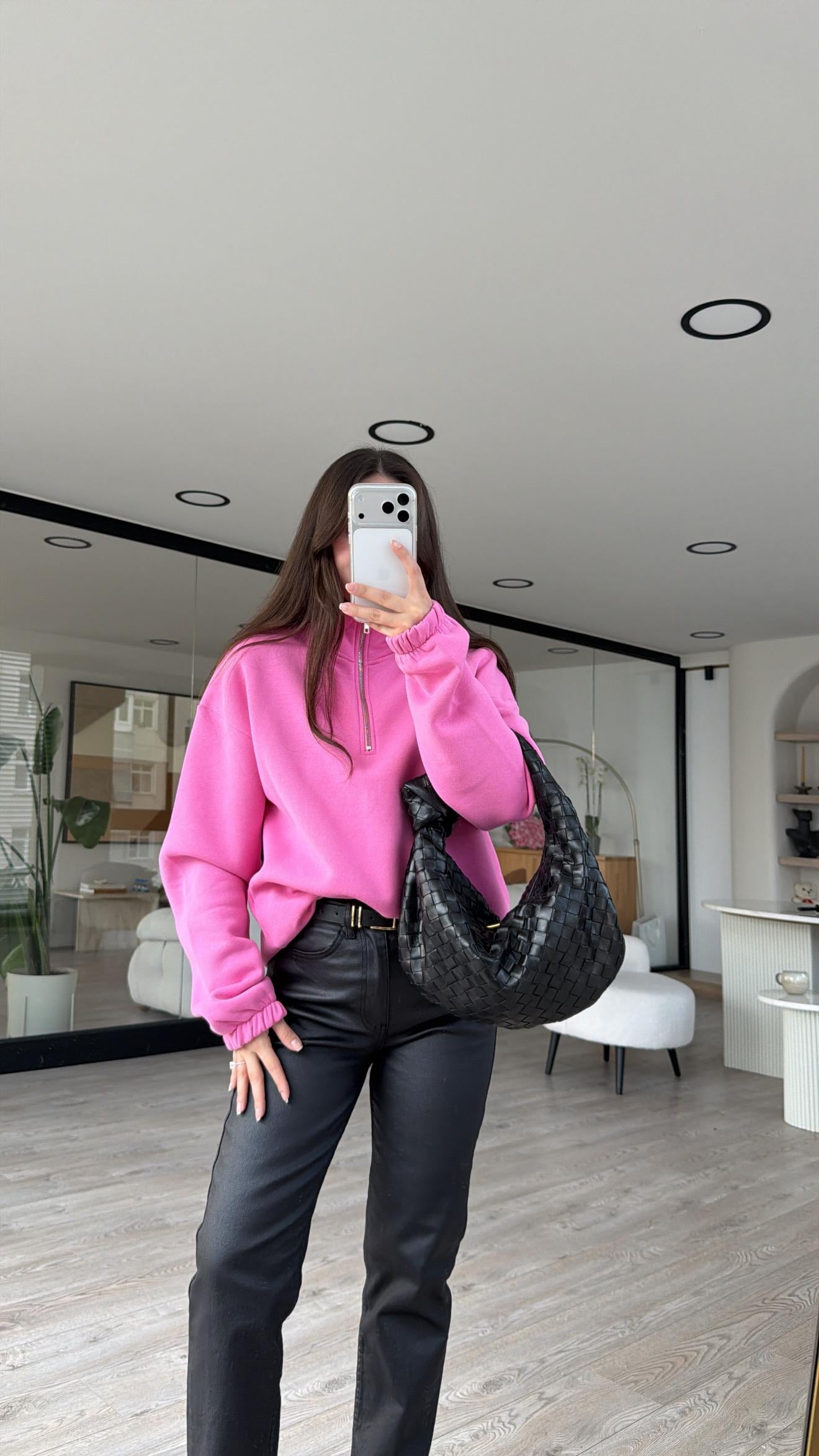 Şeker Pembe Yarım Fermuarlı Sweat 