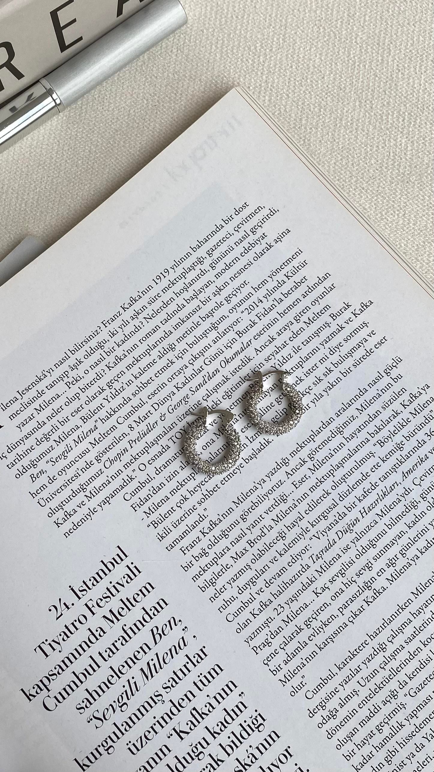 Silver Zirkon Taşlı Küçük Halka Küpe 