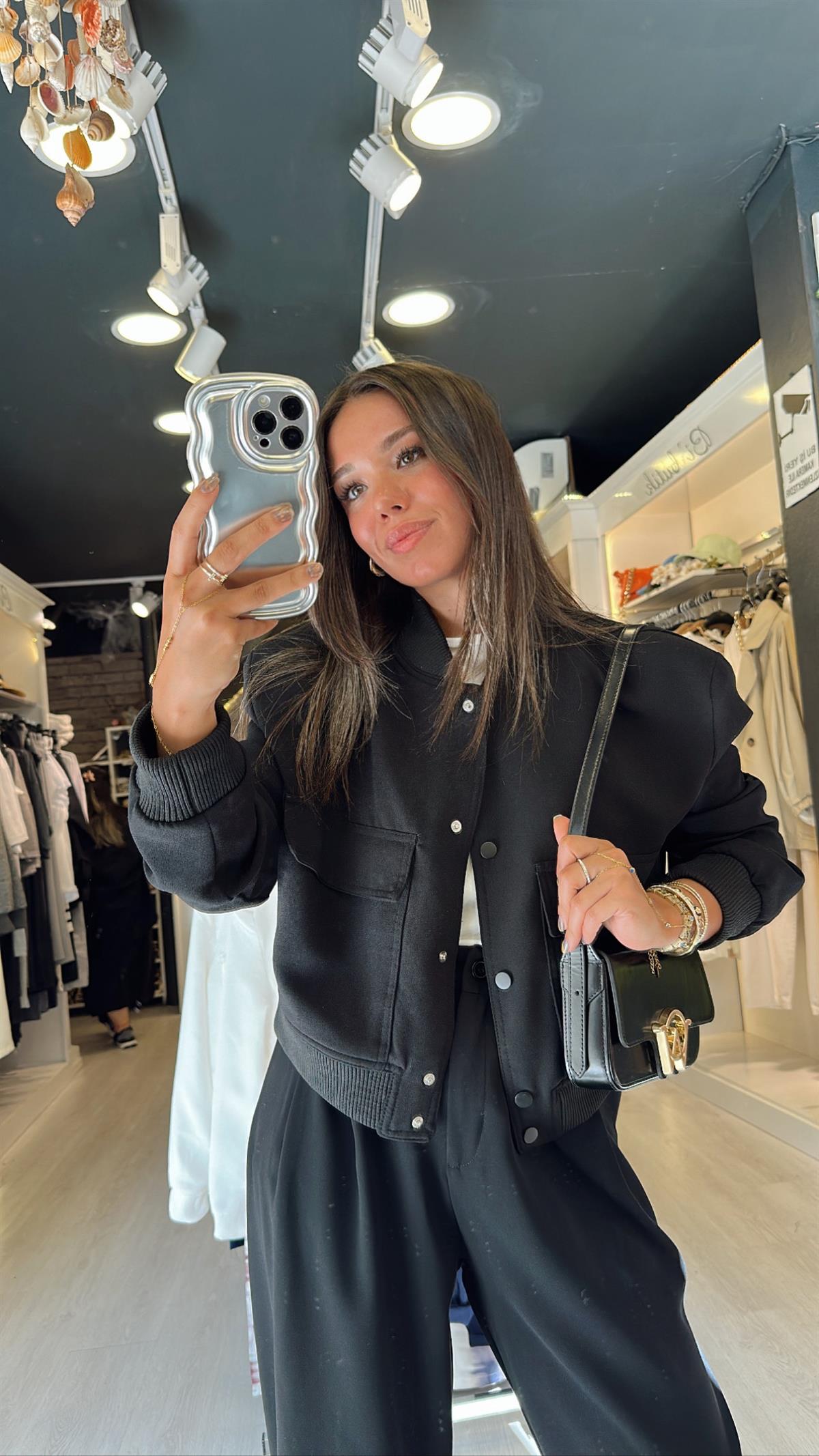 Siyah Bomber Ceket 