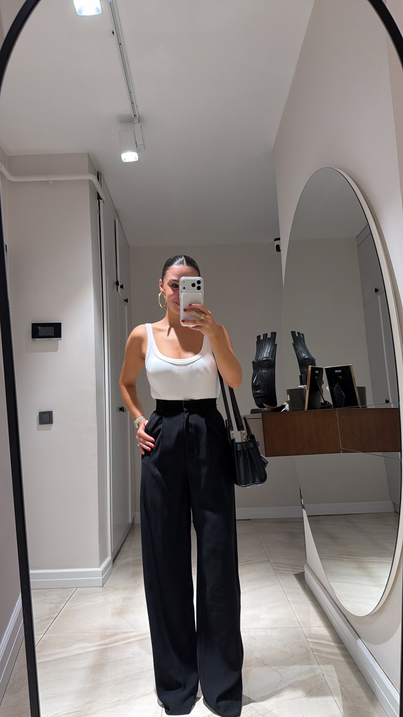 Siyah Pileli Premium Palazzo Pantolon
