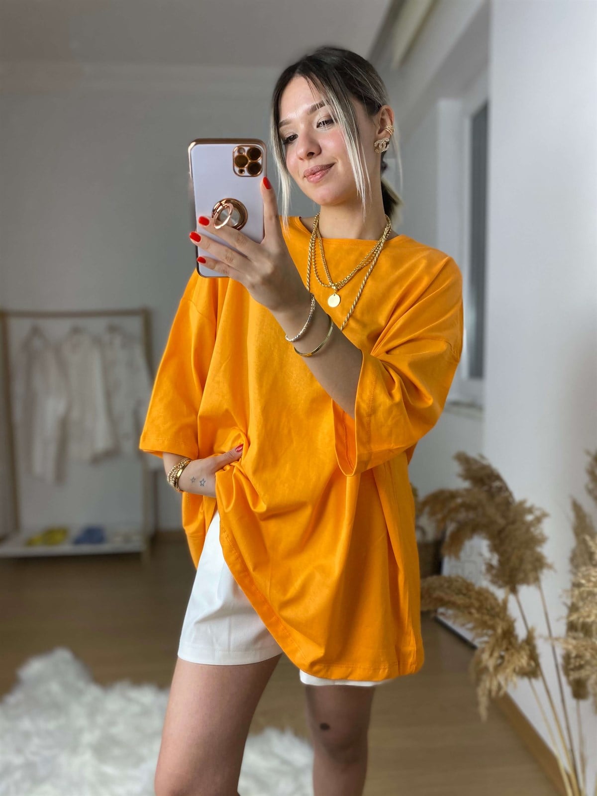 Turuncu Arkası Yazılı Tshirt
