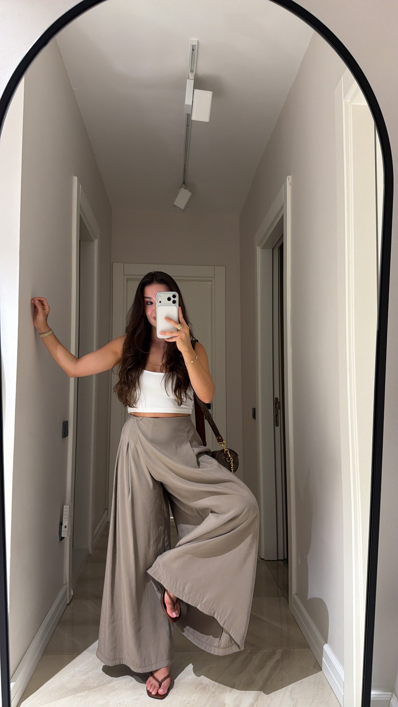 Vizon Beli Lastikli Pareo Pantolon
