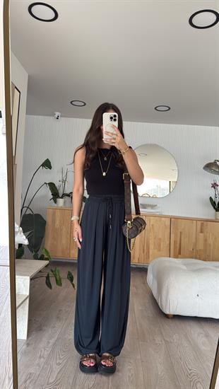Füme Bel Bağcıklı Marka Model Salaş Pantolon 
