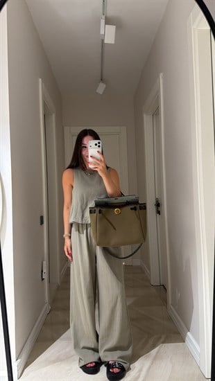 Haki Balon Model Keten Bluz Takım