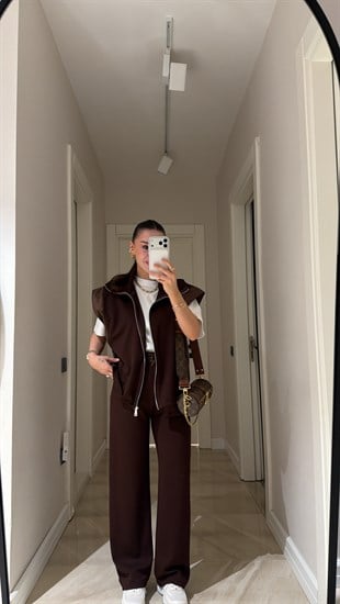 Kahve Paraşüt Detaylı Marka Model Yelek Takım