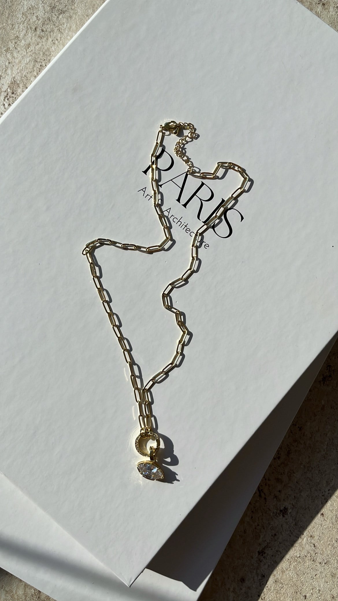 Gold Marquise Kesim Ataş Kolye