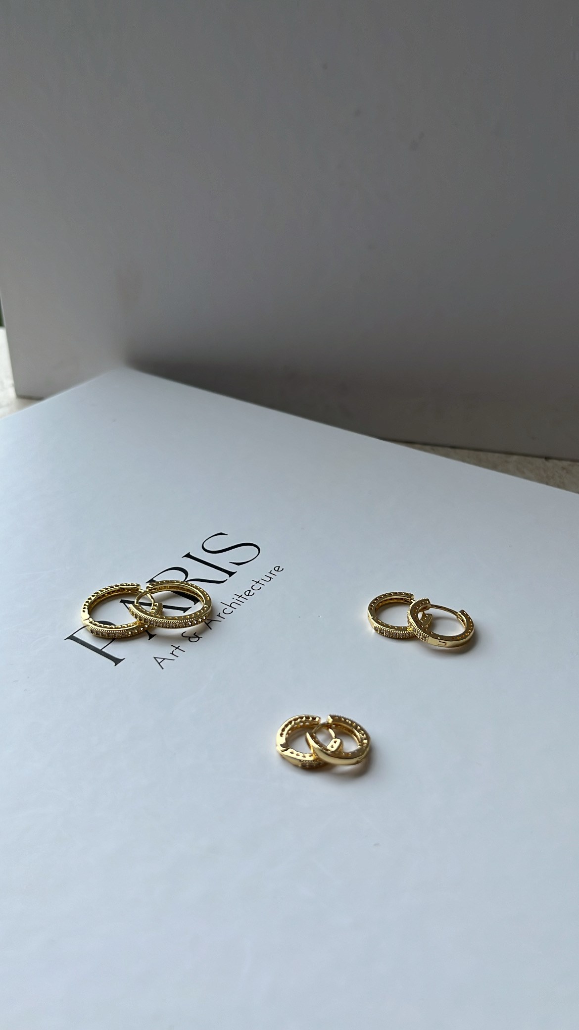 Gold Zirkon Taşlı Klipsli Üçlü Halka Küpe