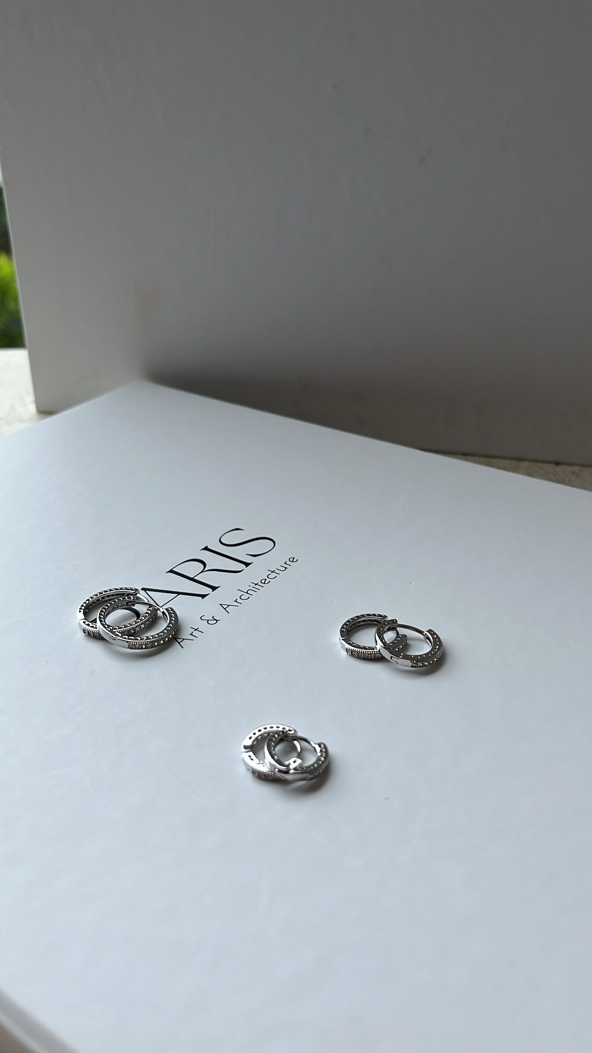 Silver Zirkon Taşlı Klipsli Üçlü Halka Küpe
