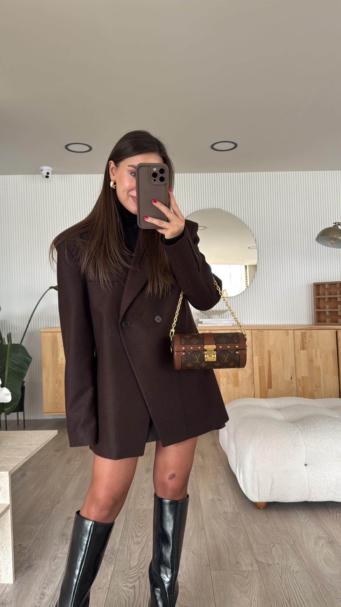 Acı Kahve Çift Dügmeli Kaşe Ceket 