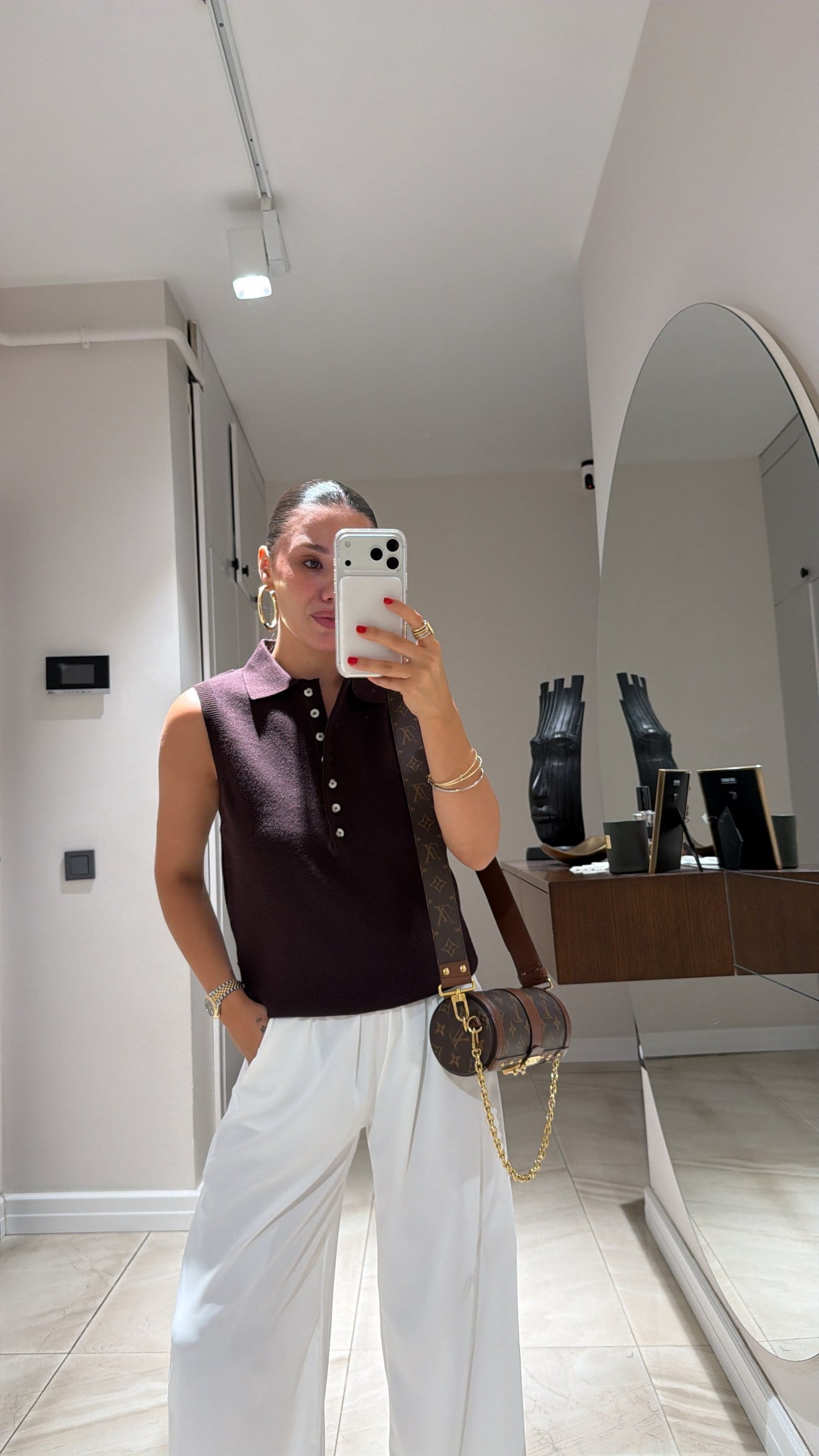 Acı Kahve Ön Düğmeli Polo Yaka Marka Model Yelek