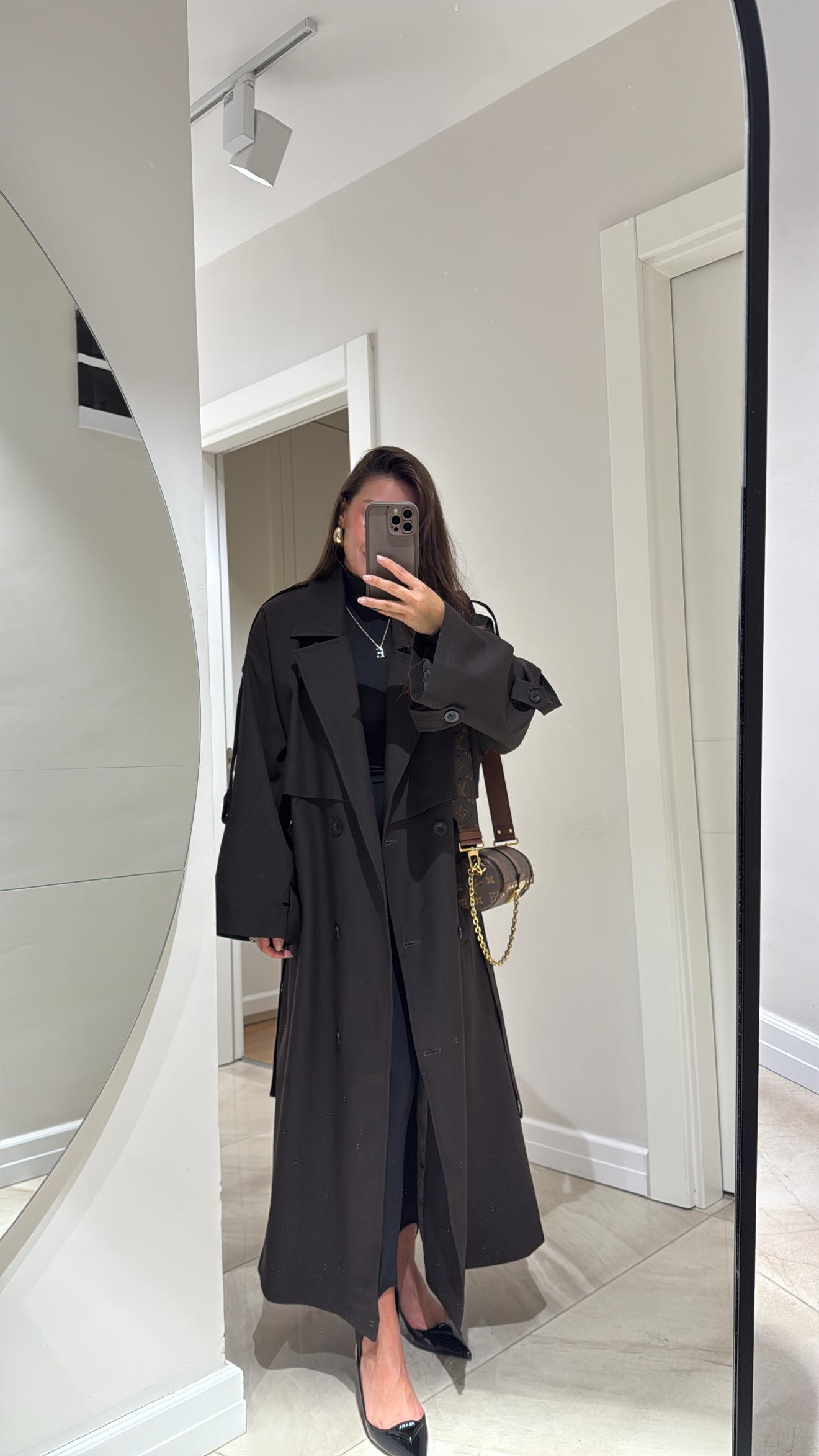 Acı Kahve Tokalı Premium Oversize Trenç 