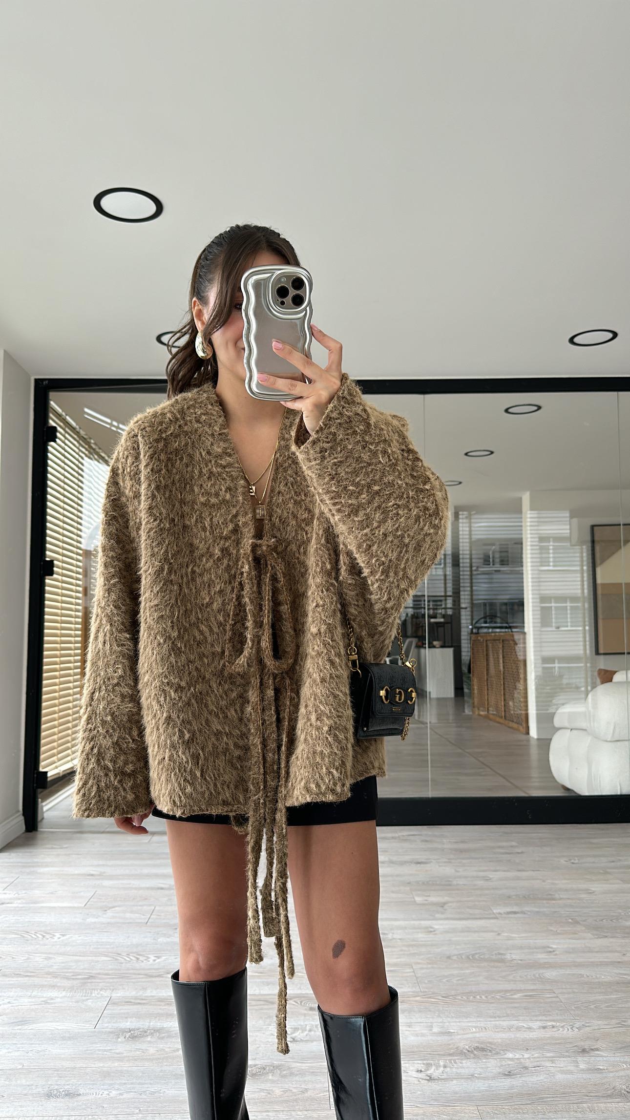 Açık Kahve Marka Model Oversize Sakallı Ceket