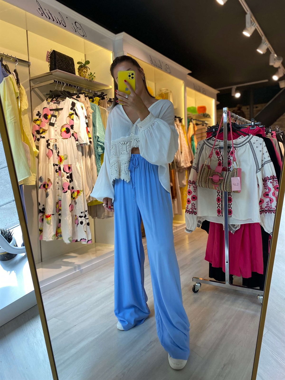 Açık Mavi Beli Lastikli Salaş Pantolon