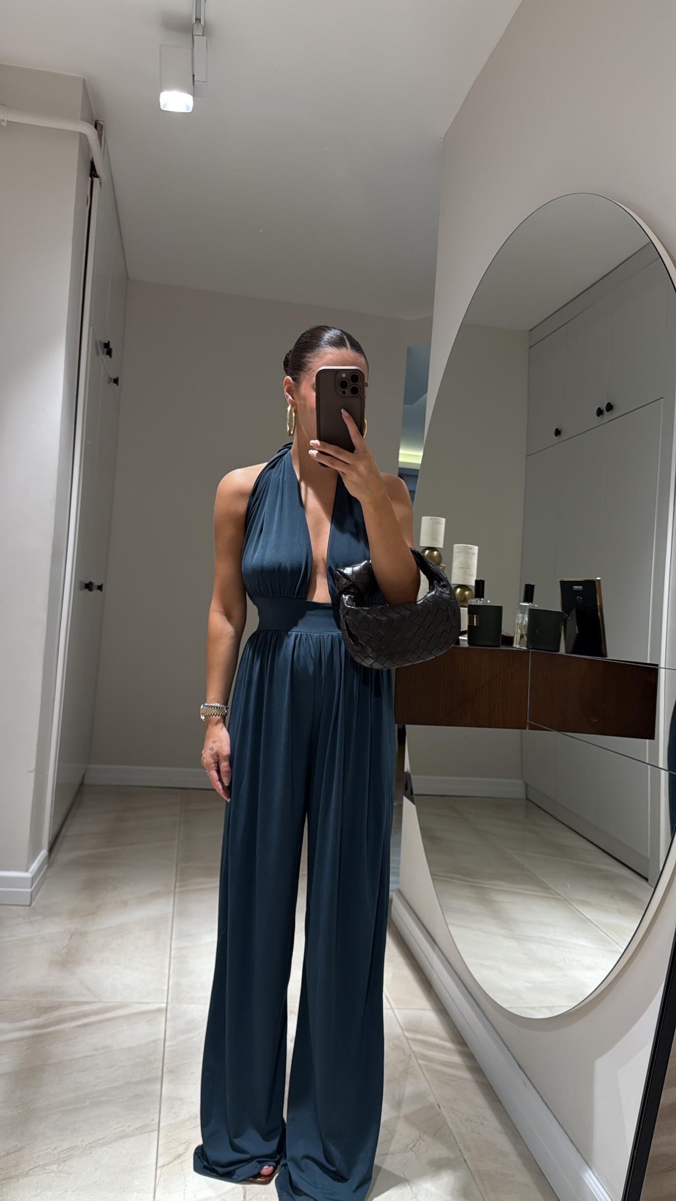 Antrasit Bağlamalı Modal Kumaş Tulum