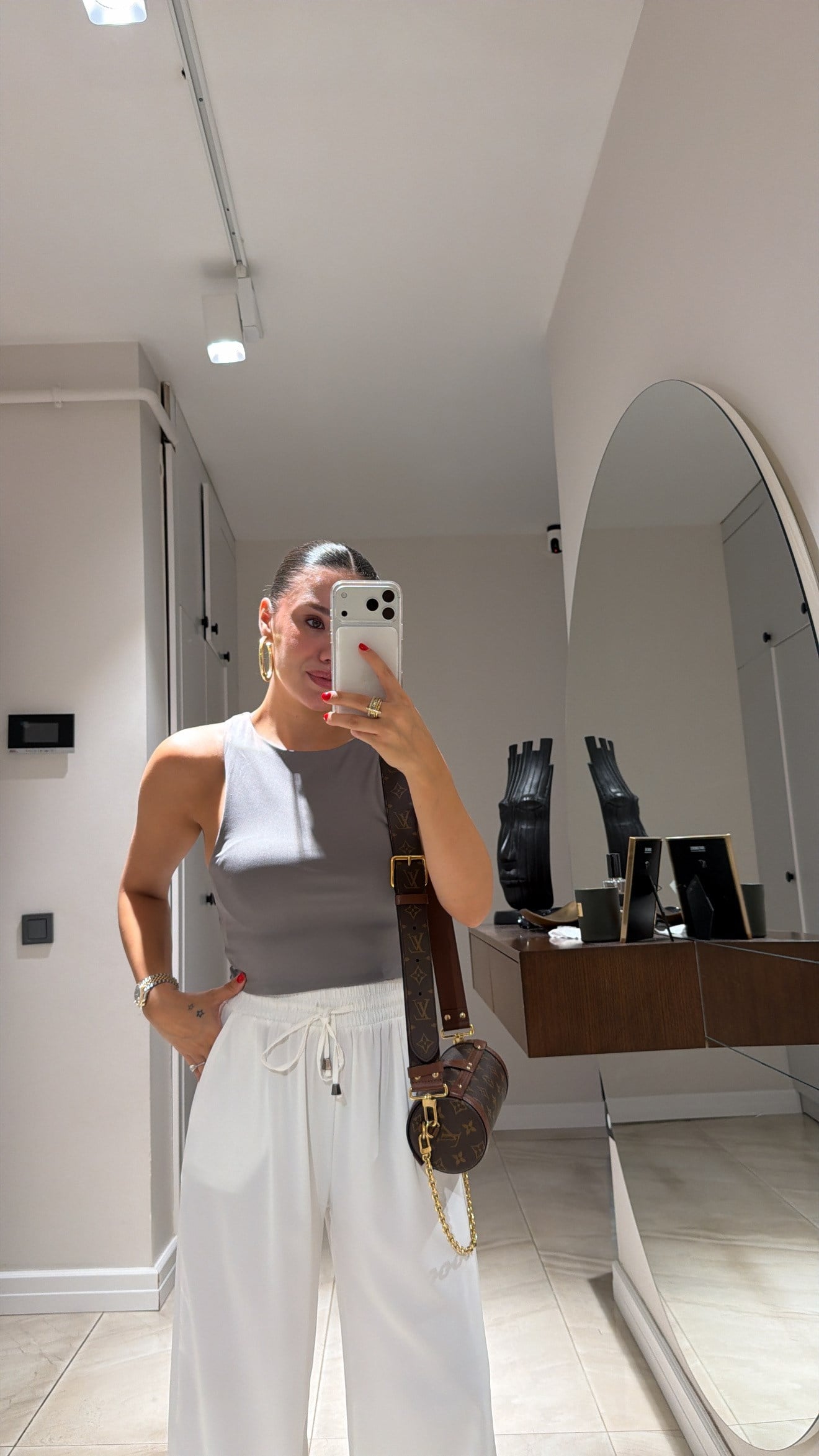 Antrasit Halter Yaka Crop Bluz 