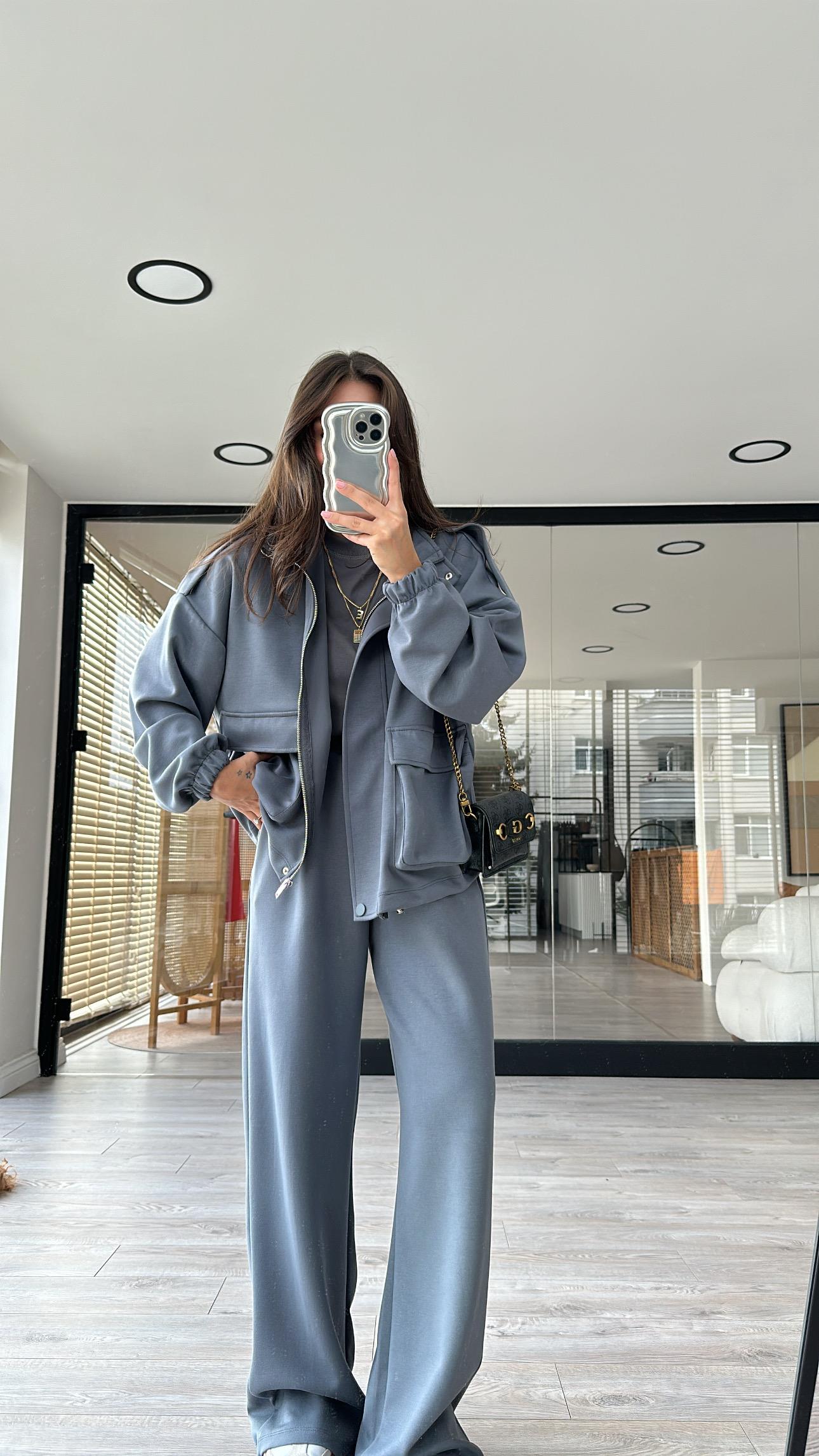 Antrasit Torba Cepli Modal Takım 