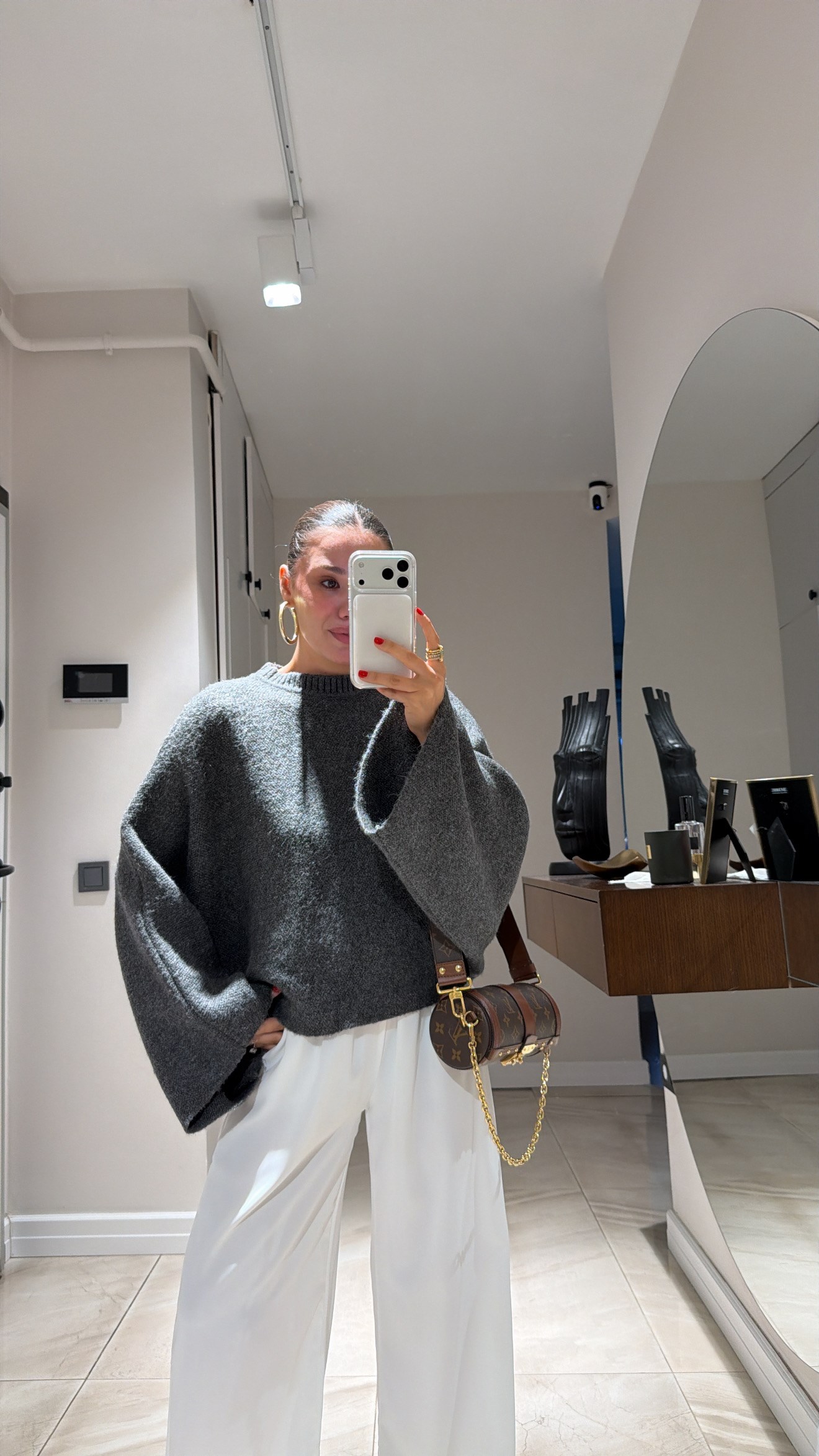 Antrasit Yarasa Kol Oversize Kazak