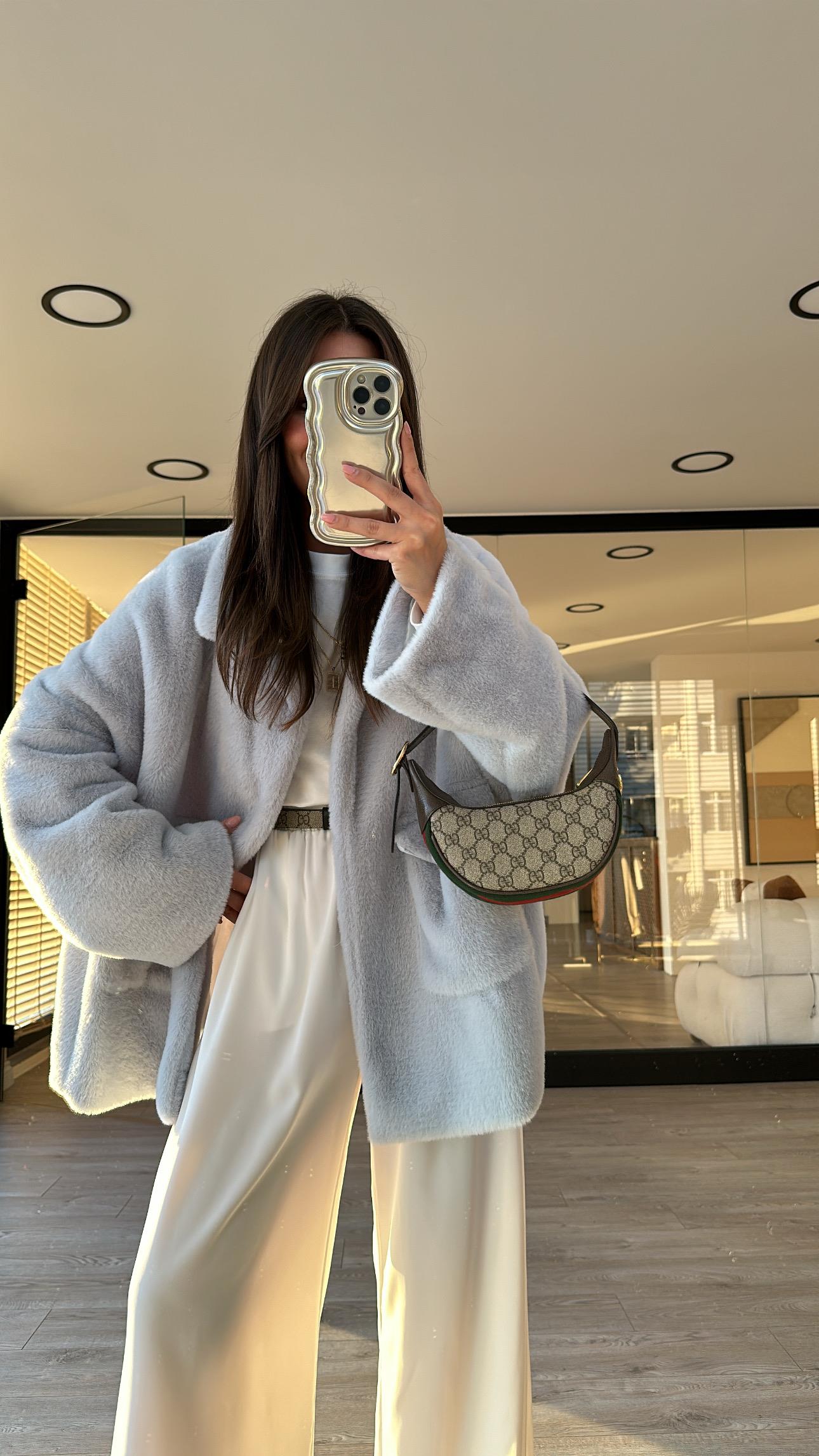 Bebe Mavi Çift Cepli Peluş Mont 