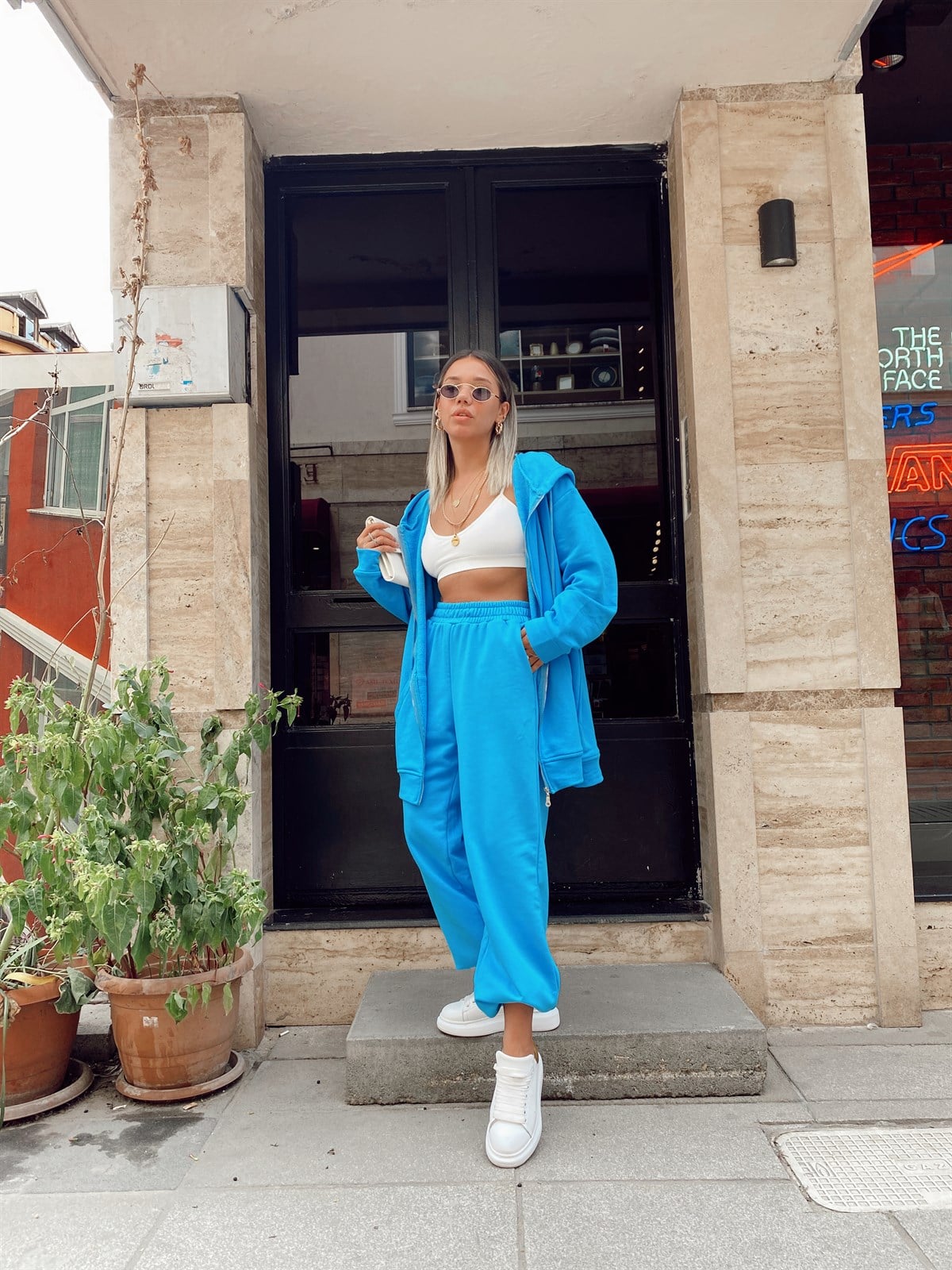 Bebe Mavi Fermuarlı Kapşonlu Takım