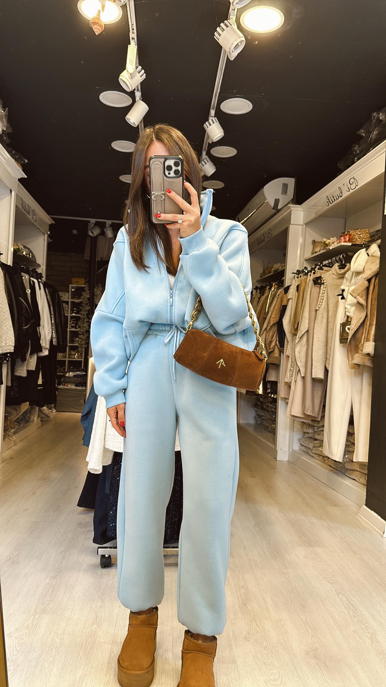 Bebe Mavi Fermuarlı Şardonlu Takım