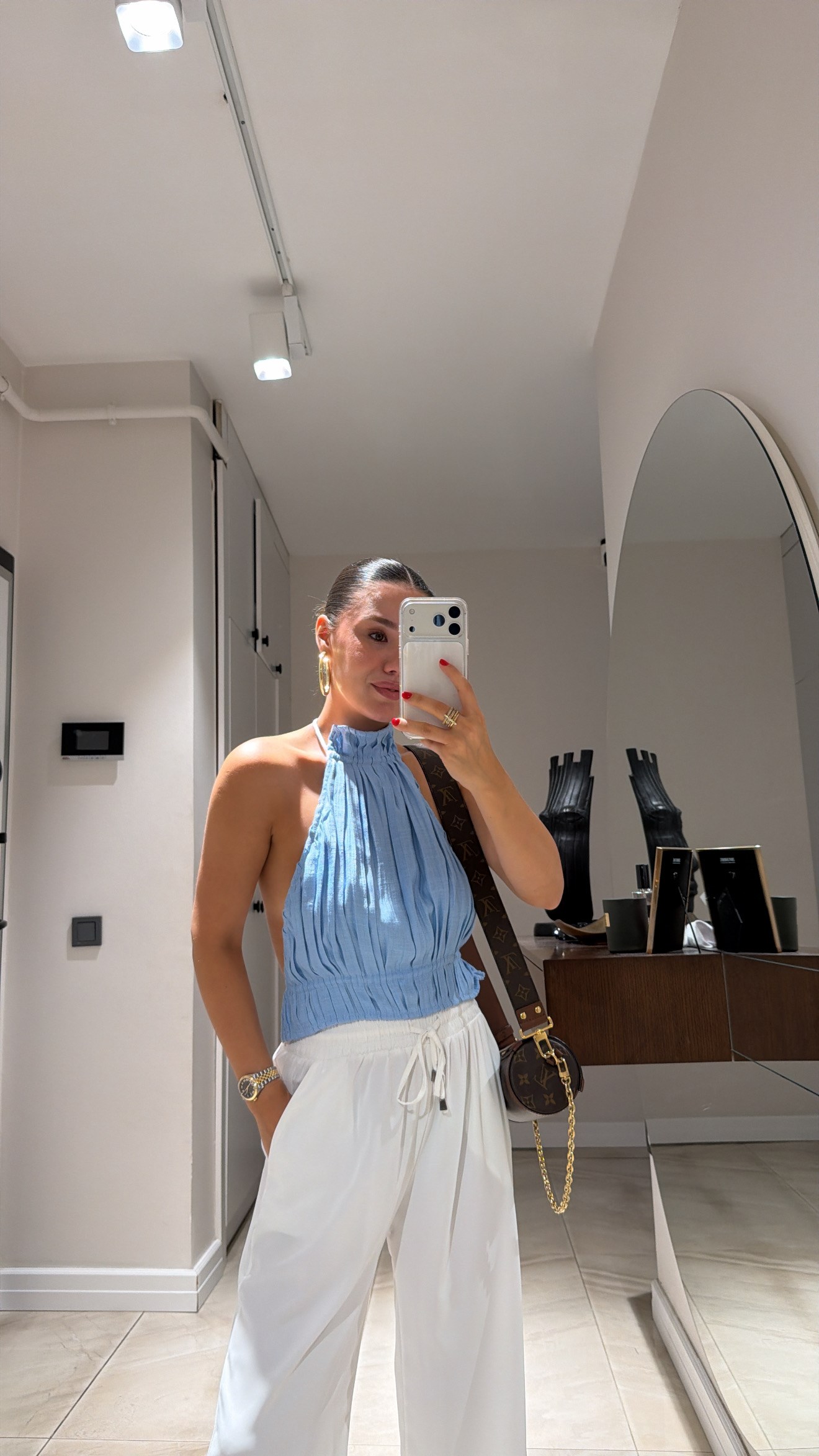 Bebe Mavi Sırt Dekolteli Bağlamalı Bluz