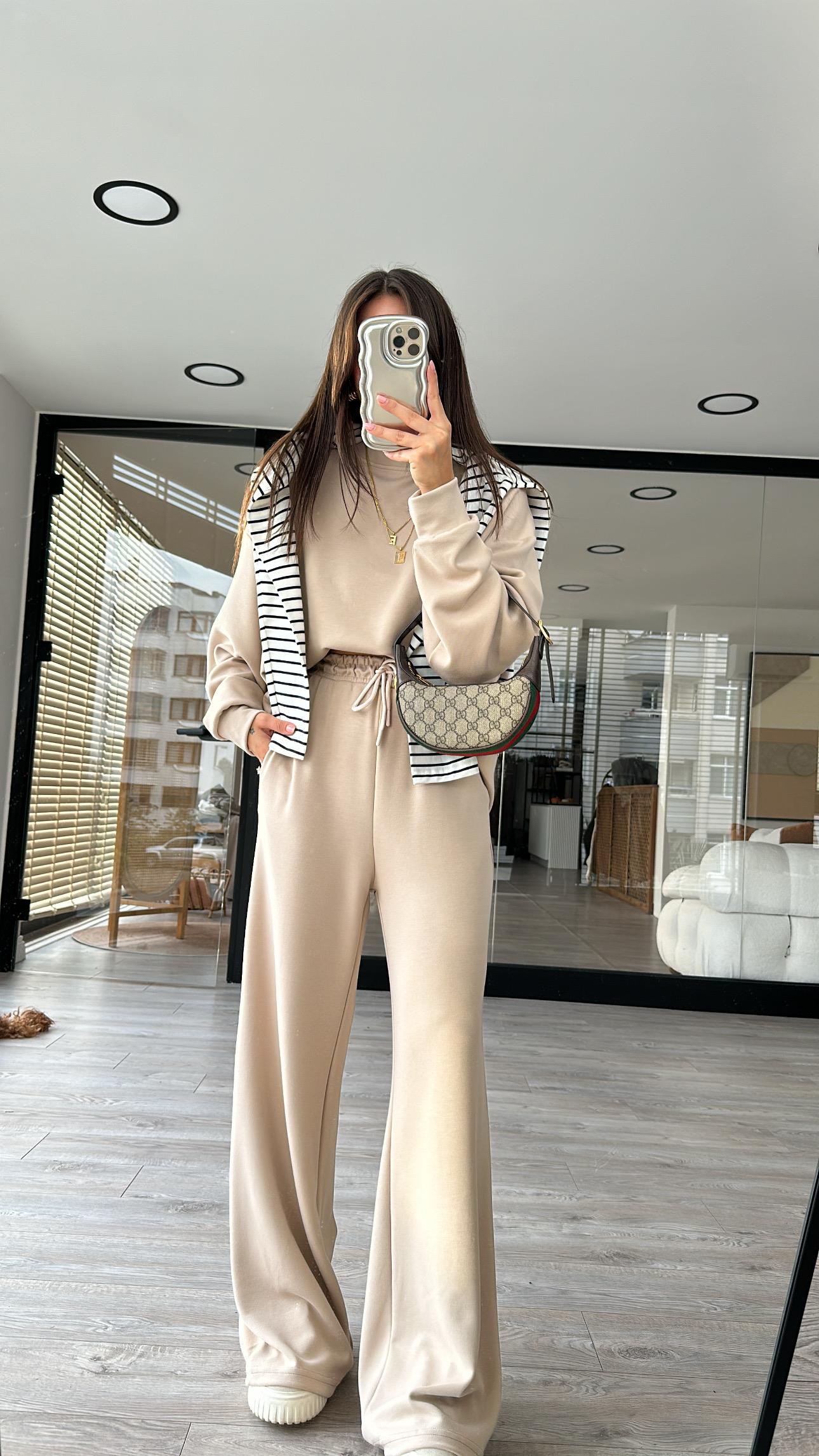 Bej Basic Marka Model Sweat Takım 