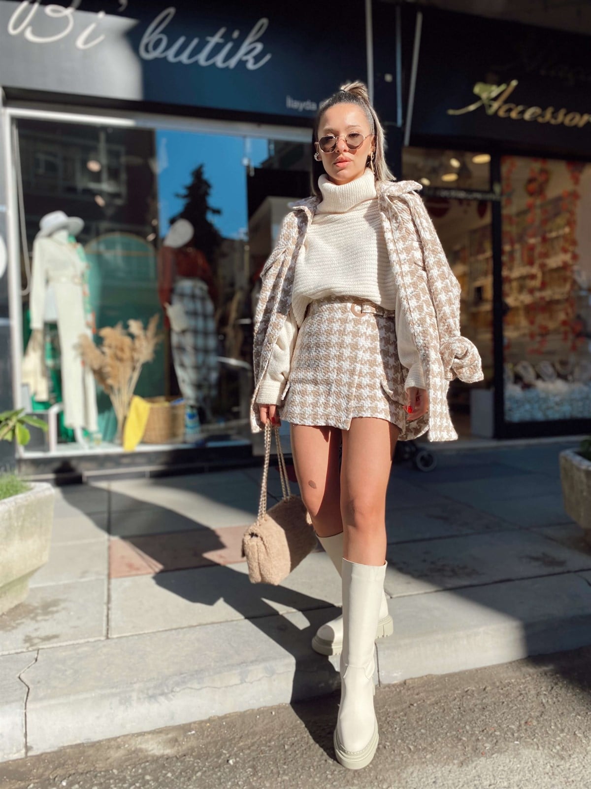 Bej Ekru Çift Cepli Gömlek Ceket